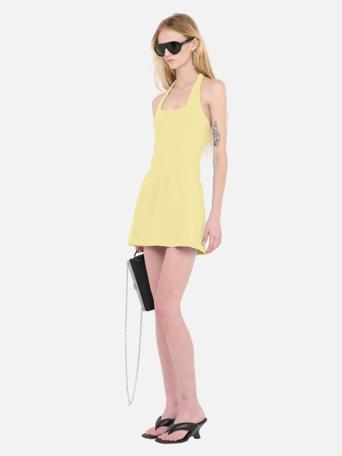 Athena Halter Mini Dress - Lemon