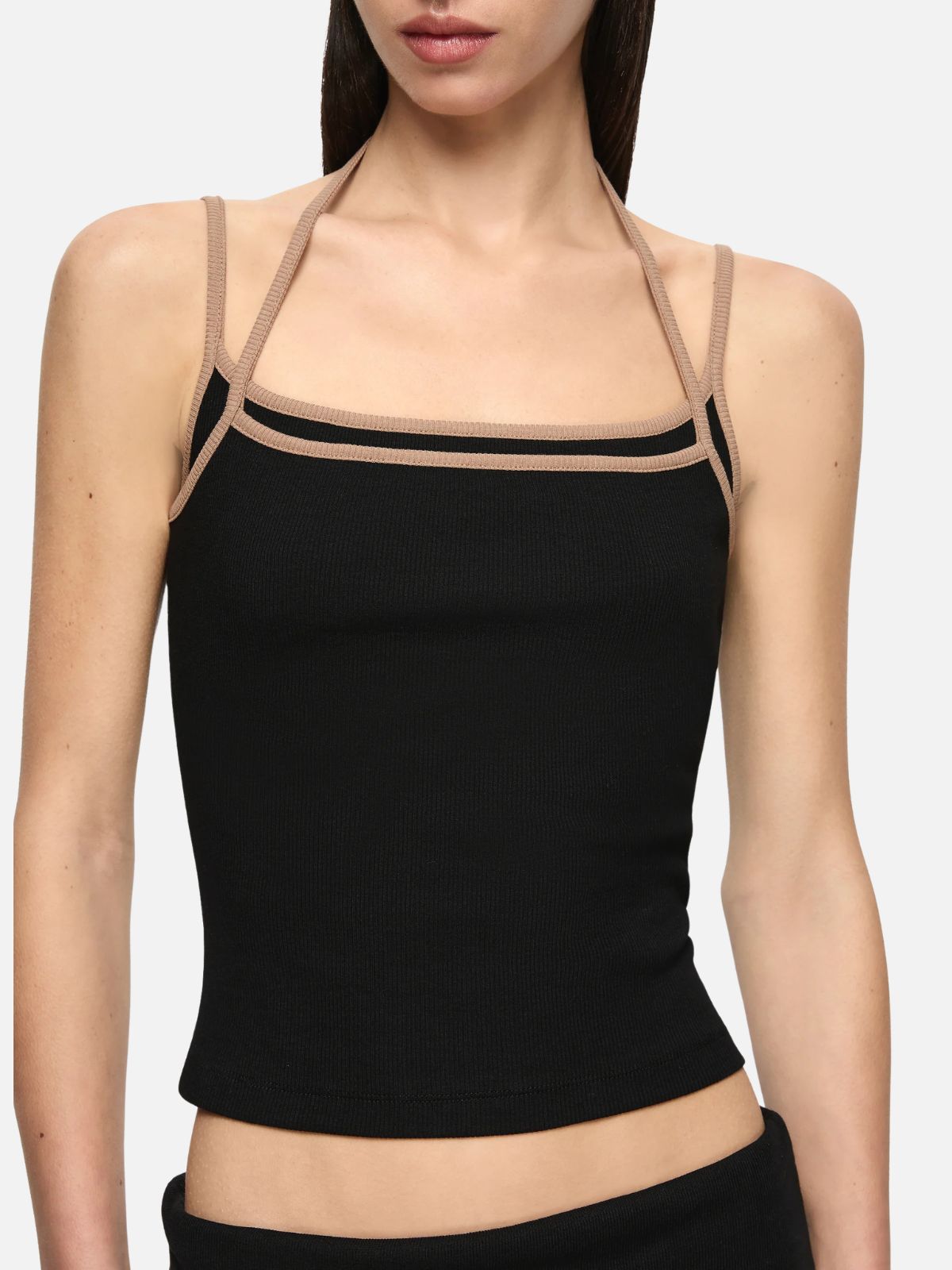 Azuri Layered Top - Black/Fawn
