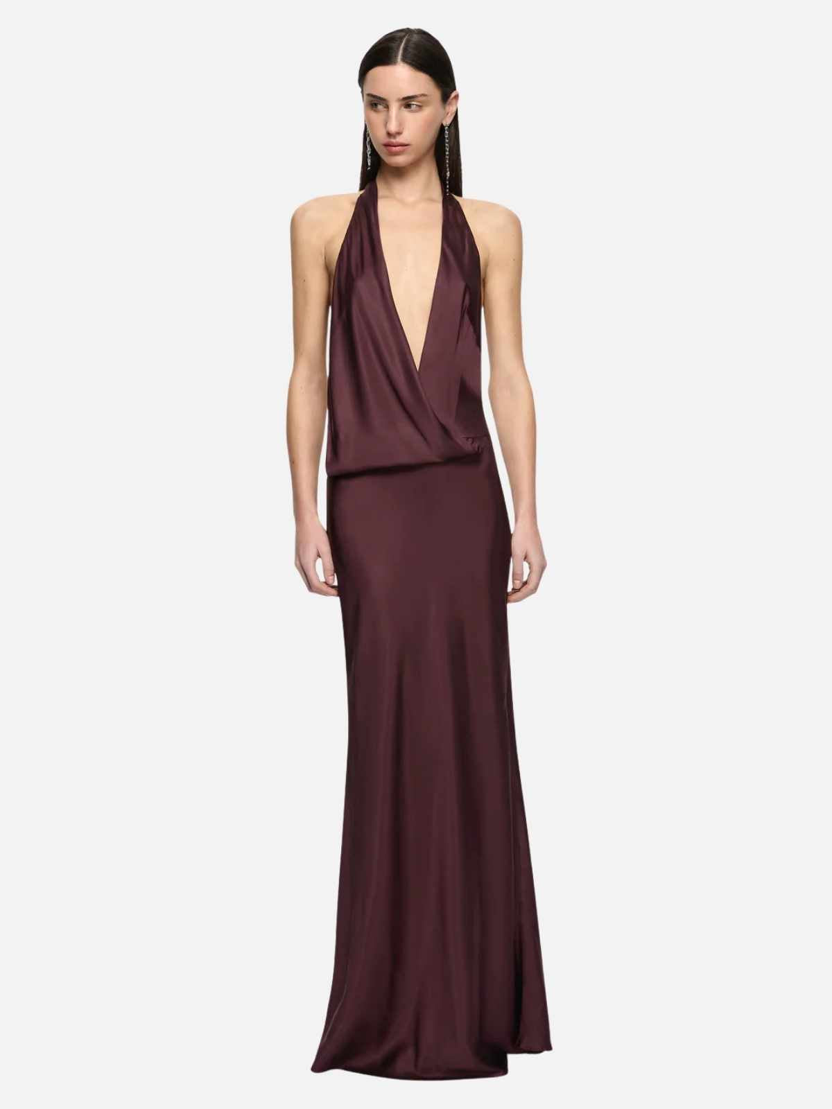 Mya V Maxi Dress - Aubergine