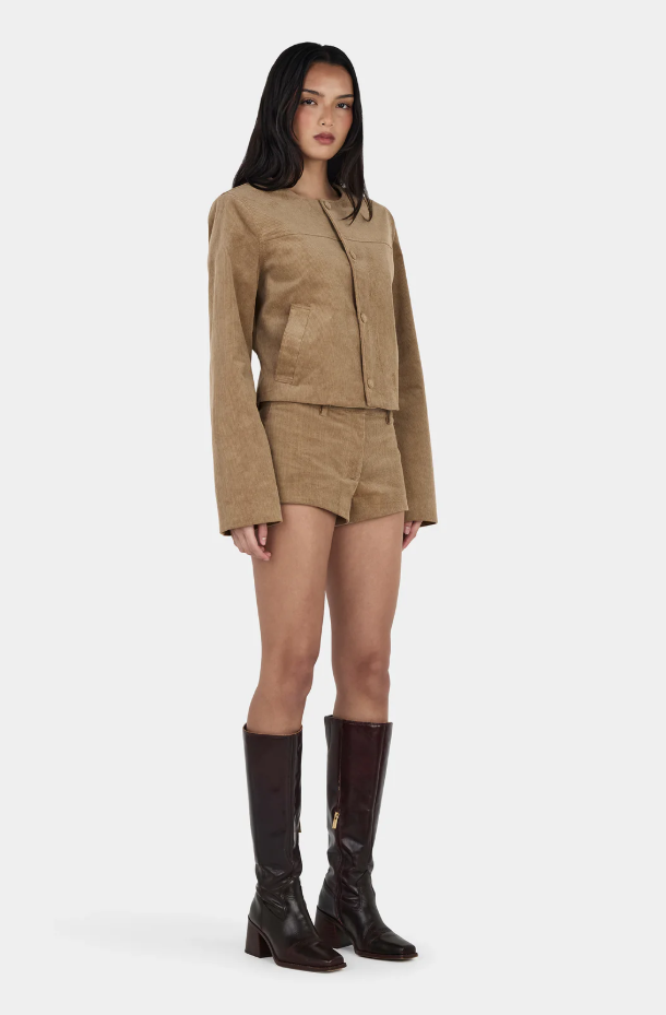 Cadence Cord Jacket-Tan