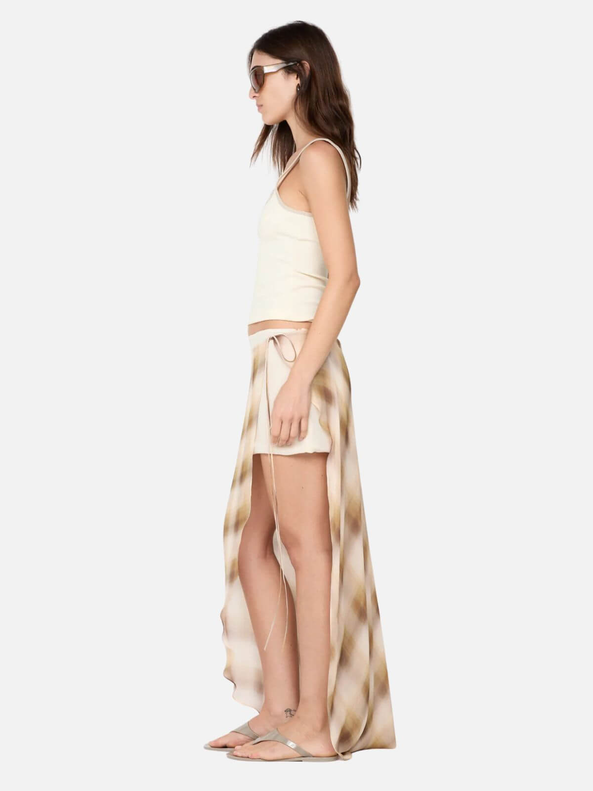 Eliana Midi Skirt - Dune Check
