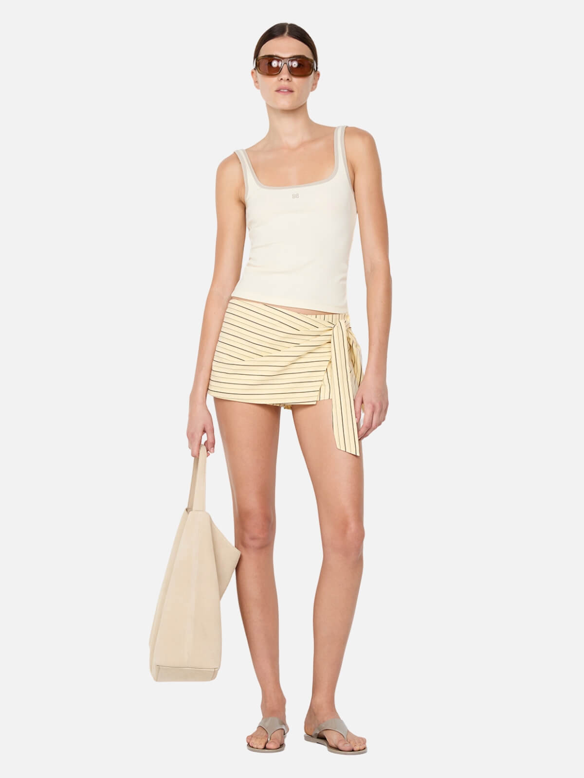 Kiana Skort - Butter/Choc Stripe