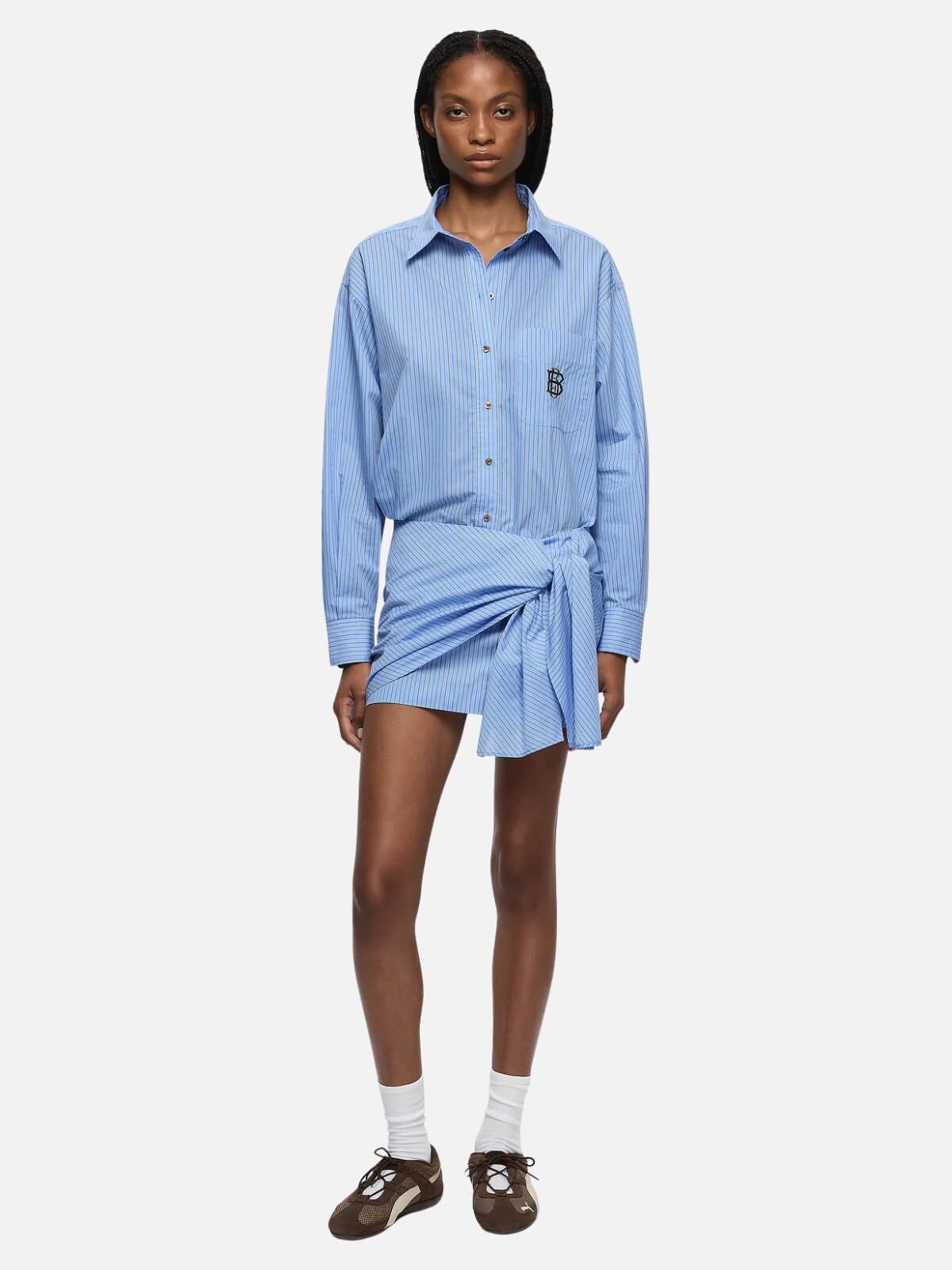 Linus Mini Skirt - Chambray Blue Stripe