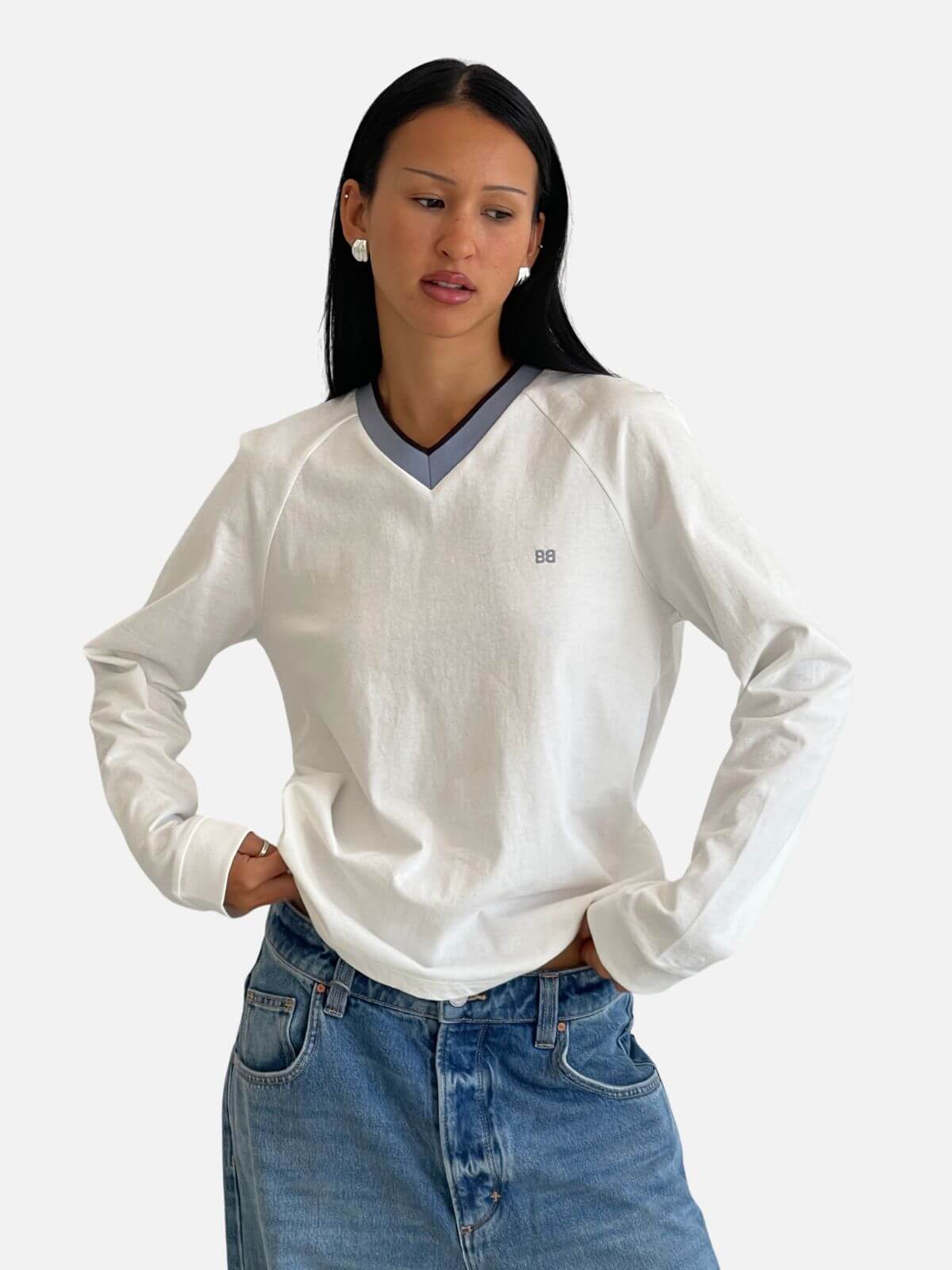 Varsity Long Sleeve Top - Ivory