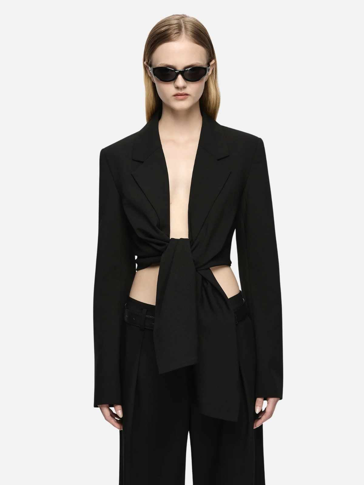 Elenora Cropped Jacket - Black