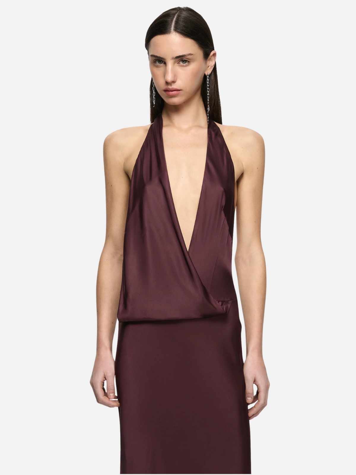 Mya V Maxi Dress - Aubergine