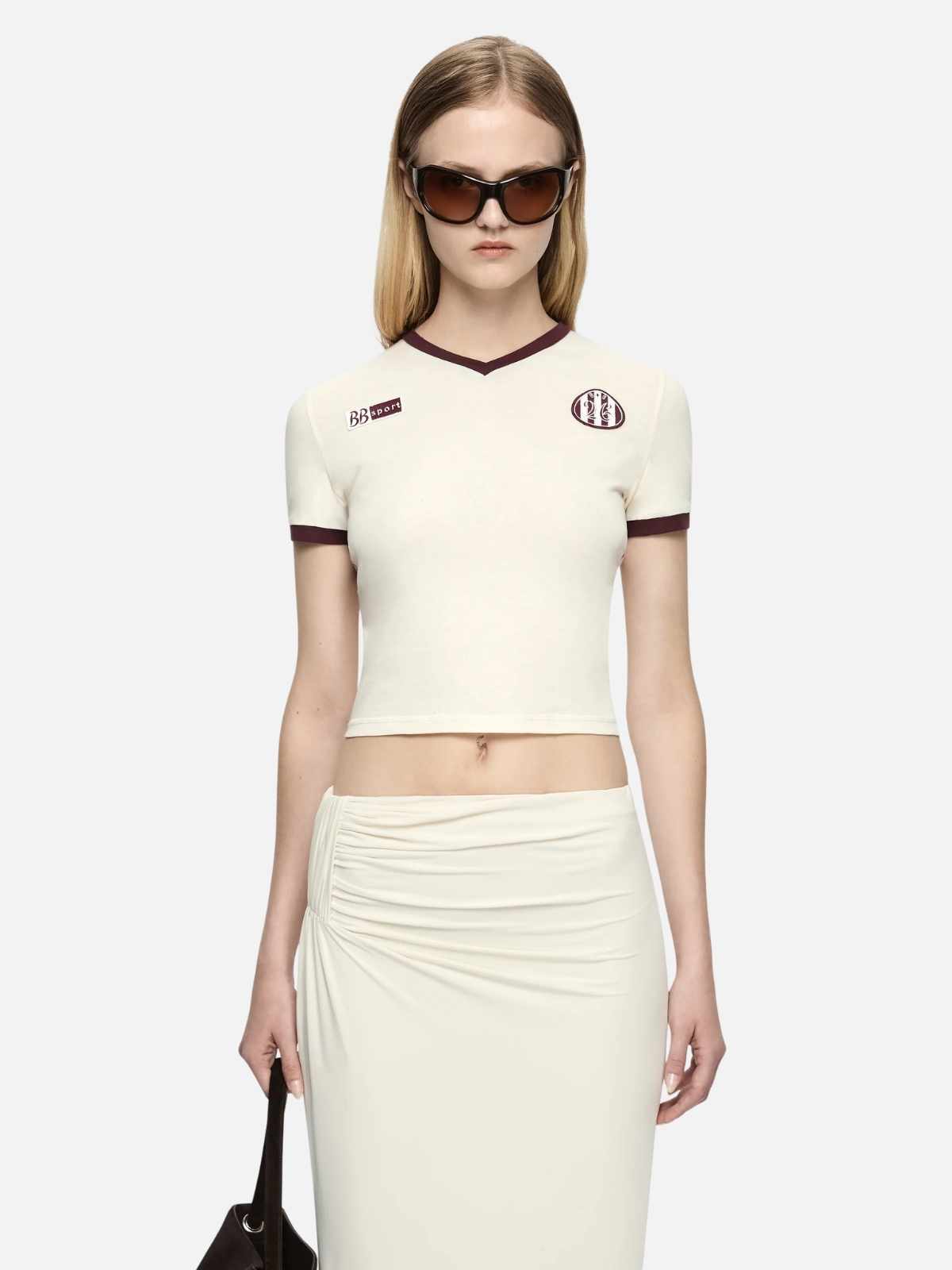 Solara Tee - Ivory/Plum