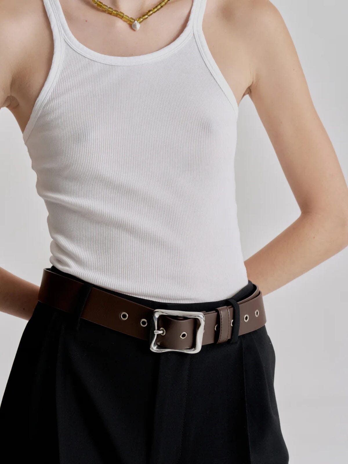 Everyday Buckle Belt - Chocolate/Silver Belts Brie Leon