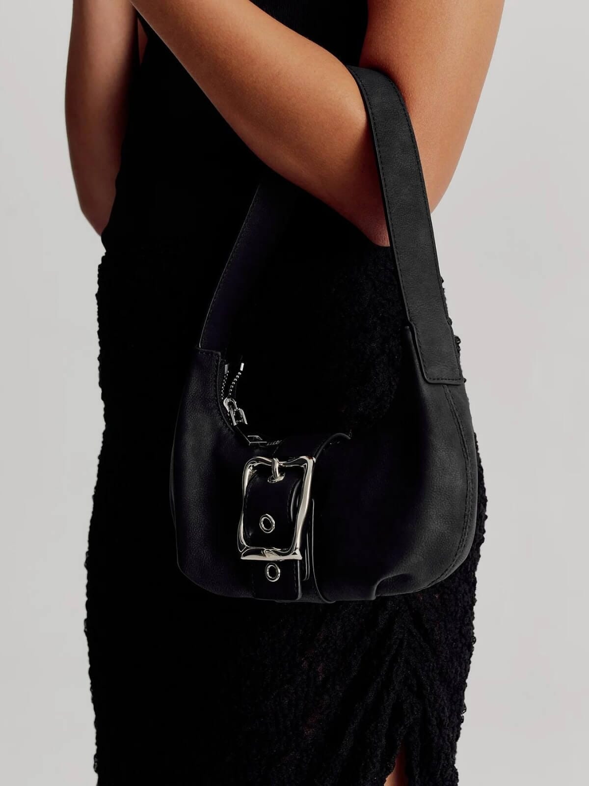 Brie Leon | Everyday Mini Baguette - Black Corn Leather | Perlu