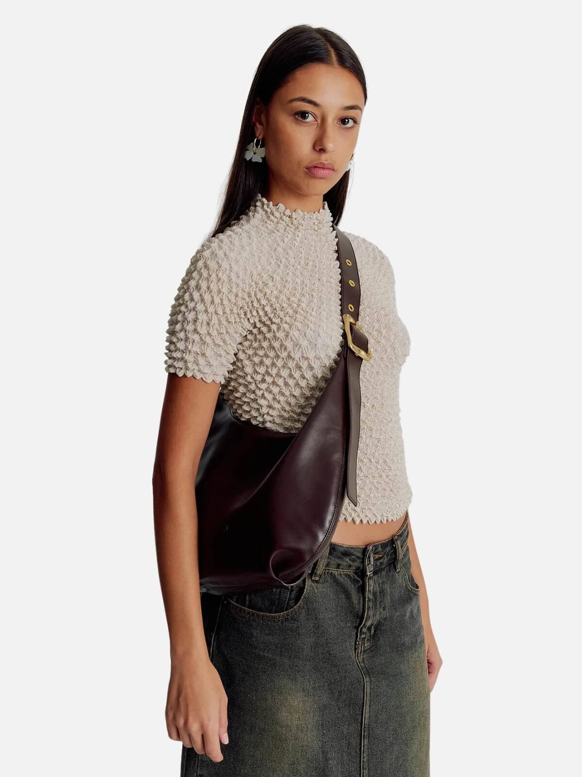 Large Everyday Croissant Bag - Chocolate Bags & Purses Brie Leon