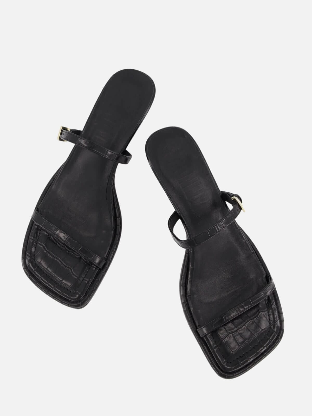 Lou Lou - Black Croc Shoes Bronwyn