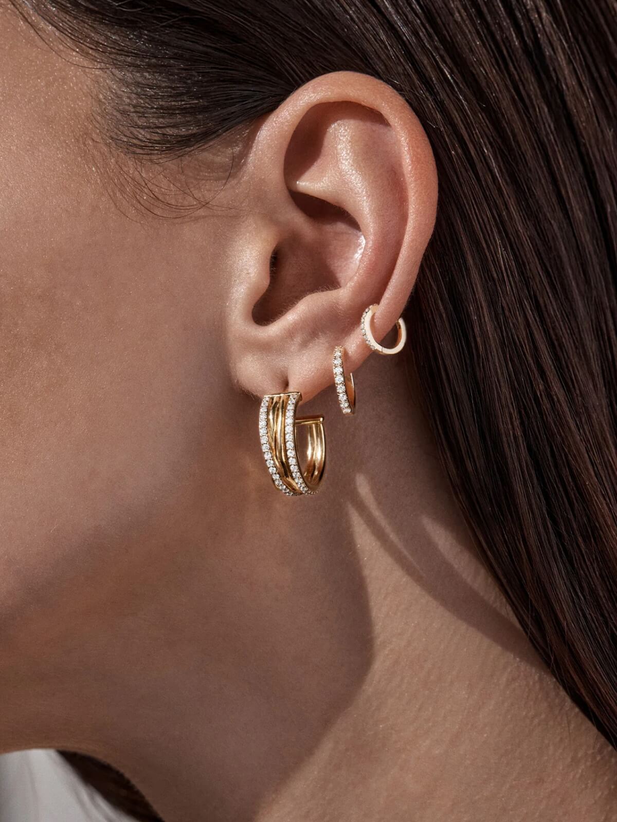 18k Gold Plated Entwined Hearts Large Hoops