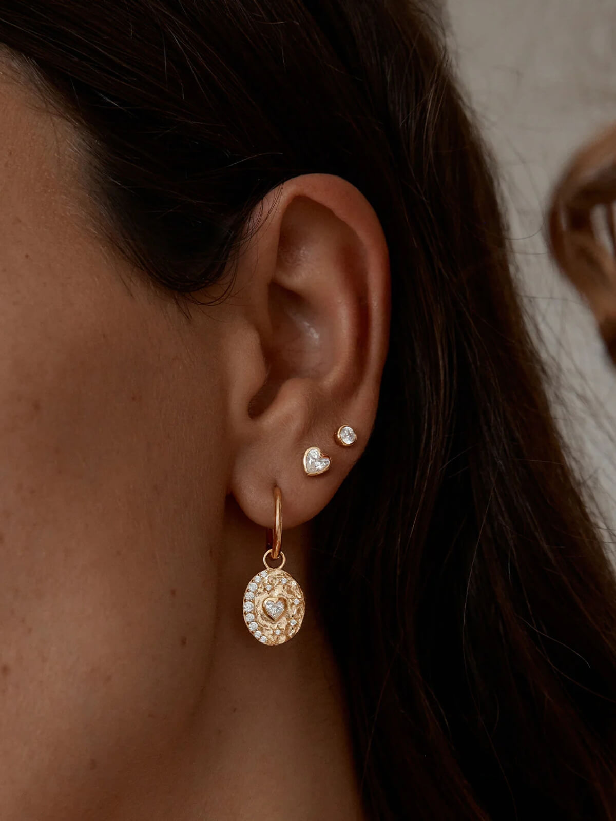 18k Gold Vermeil Radiant Heart Stud Earrings