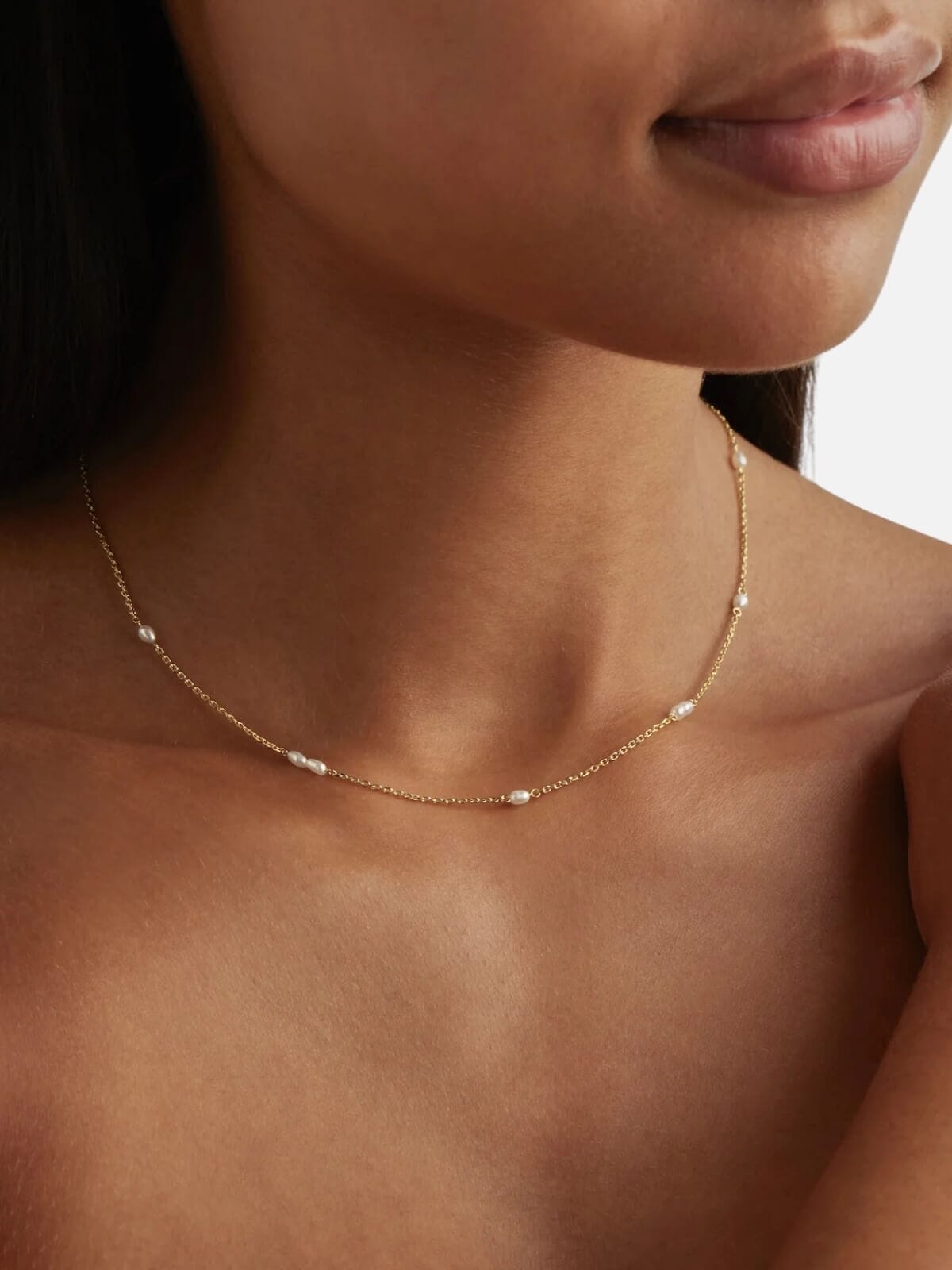 Gold Serene Dreams Pearl Choker Necklaces By Charlotte