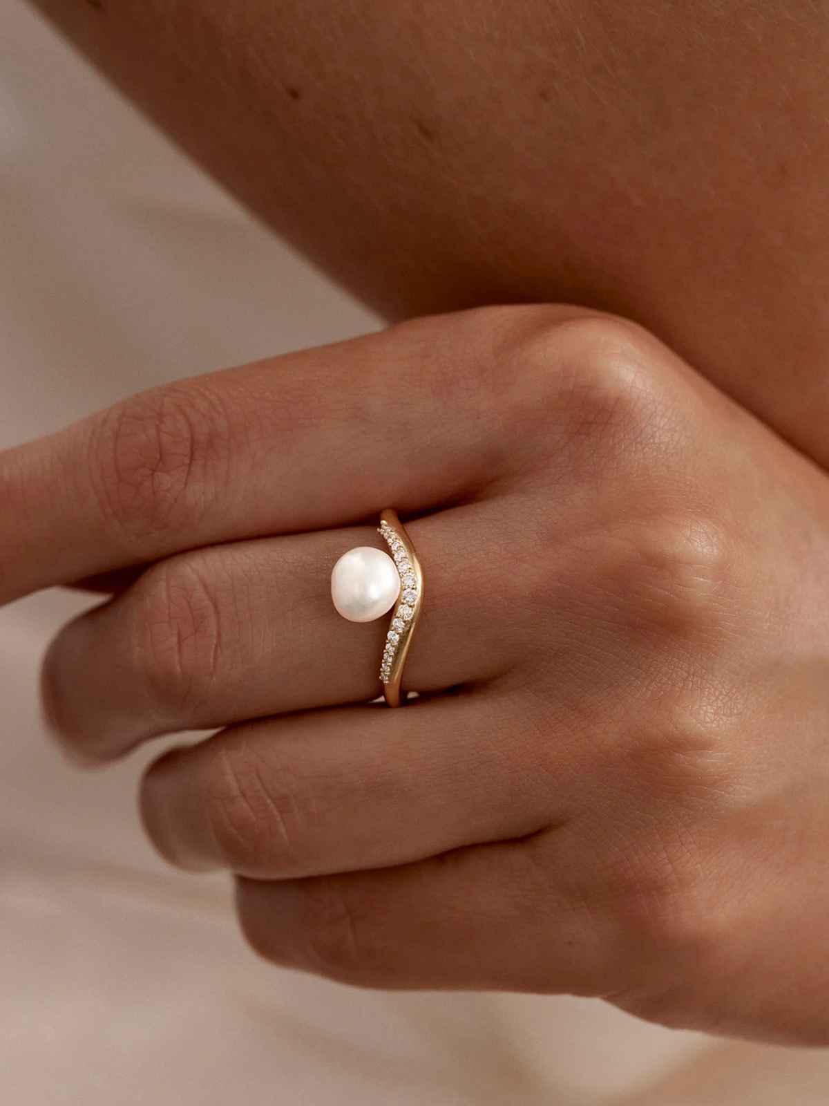 18k Gold Vermeil Love With Grace Lab-Grown Diamond Pearl Ring
