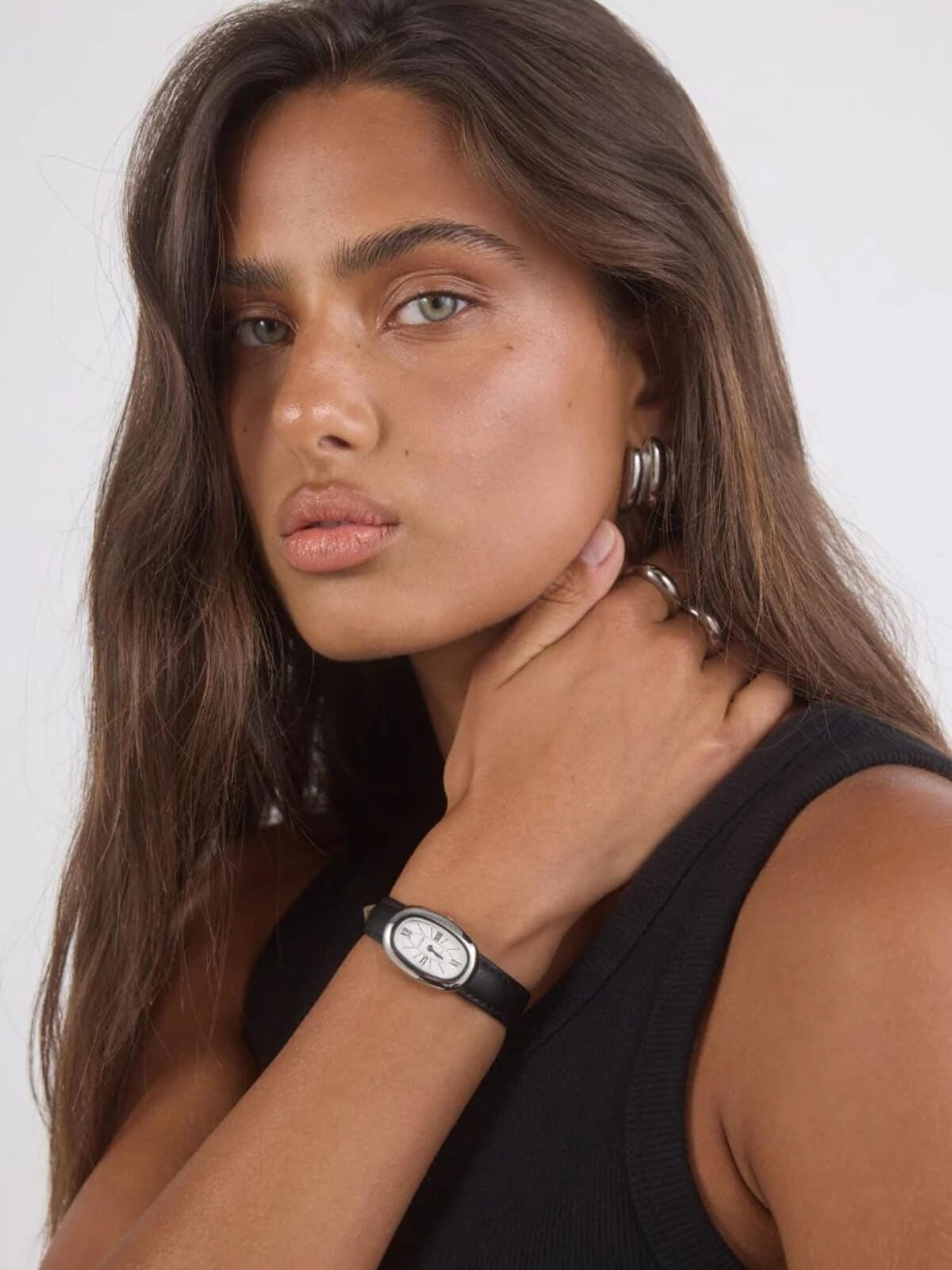 Bridgette Watch - Silver Smooth Black Accessories Cendre