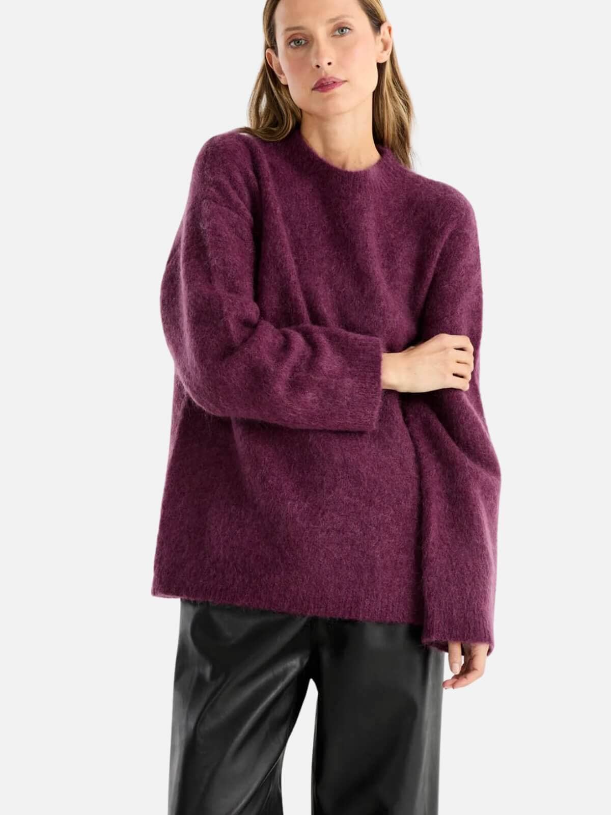 Elle Mohair Blend Knit - Plum Jumpers & Knitwear Ena Pelly