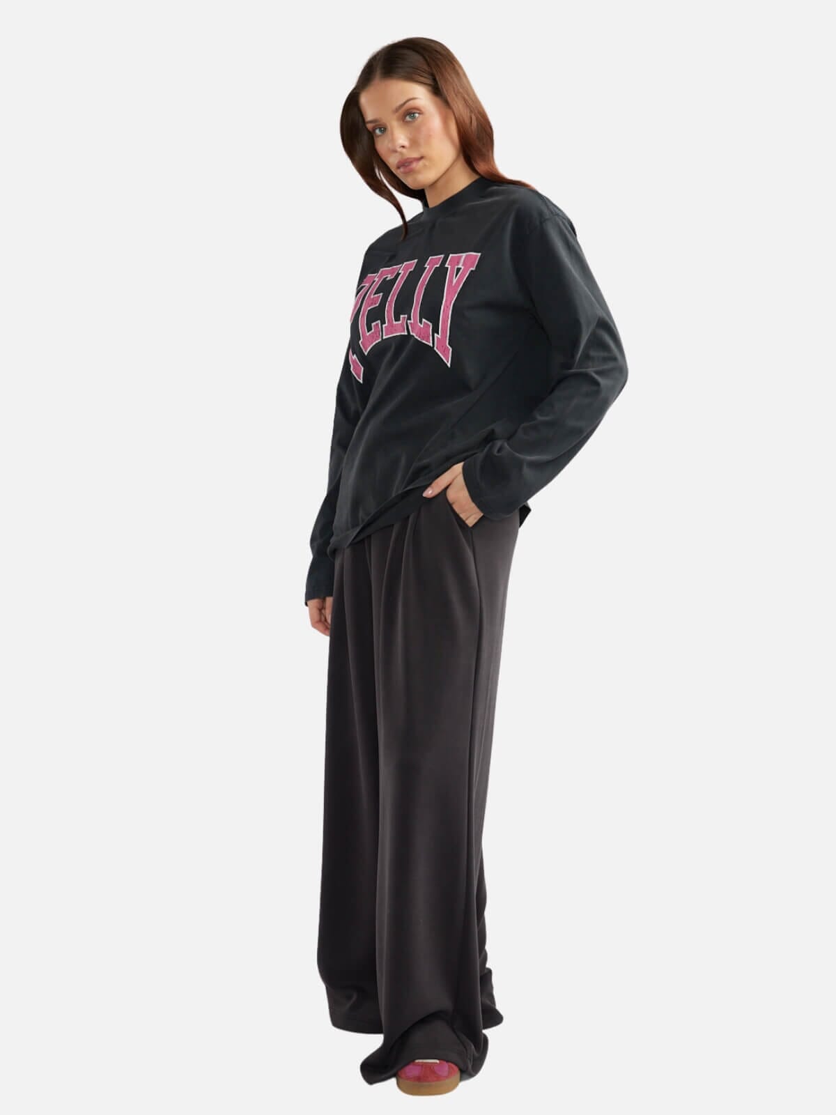 Pink Kara Long Sleeve Top - Vintage Black Jumpers & Knitwear Ena Pelly