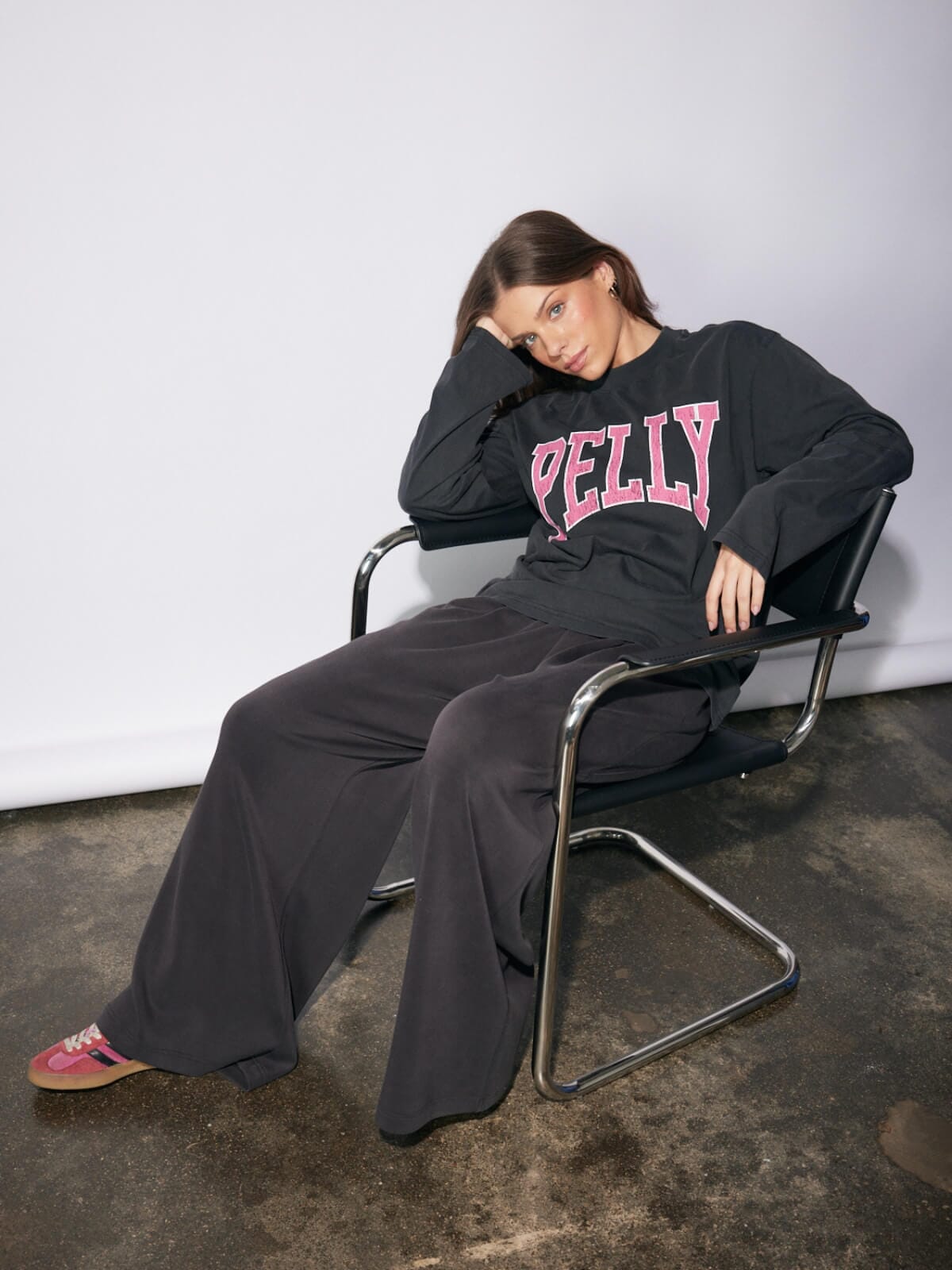 Pink Kara Long Sleeve Top - Vintage Black Jumpers & Knitwear Ena Pelly
