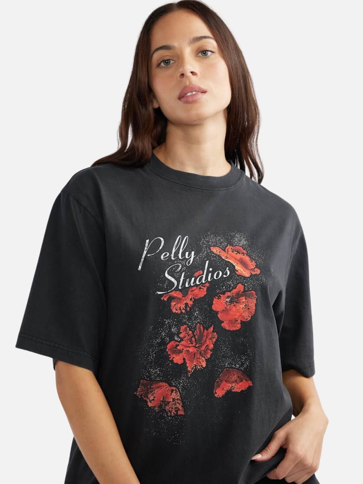 Poppies Tee - Vintage Black Tops Ena Pelly