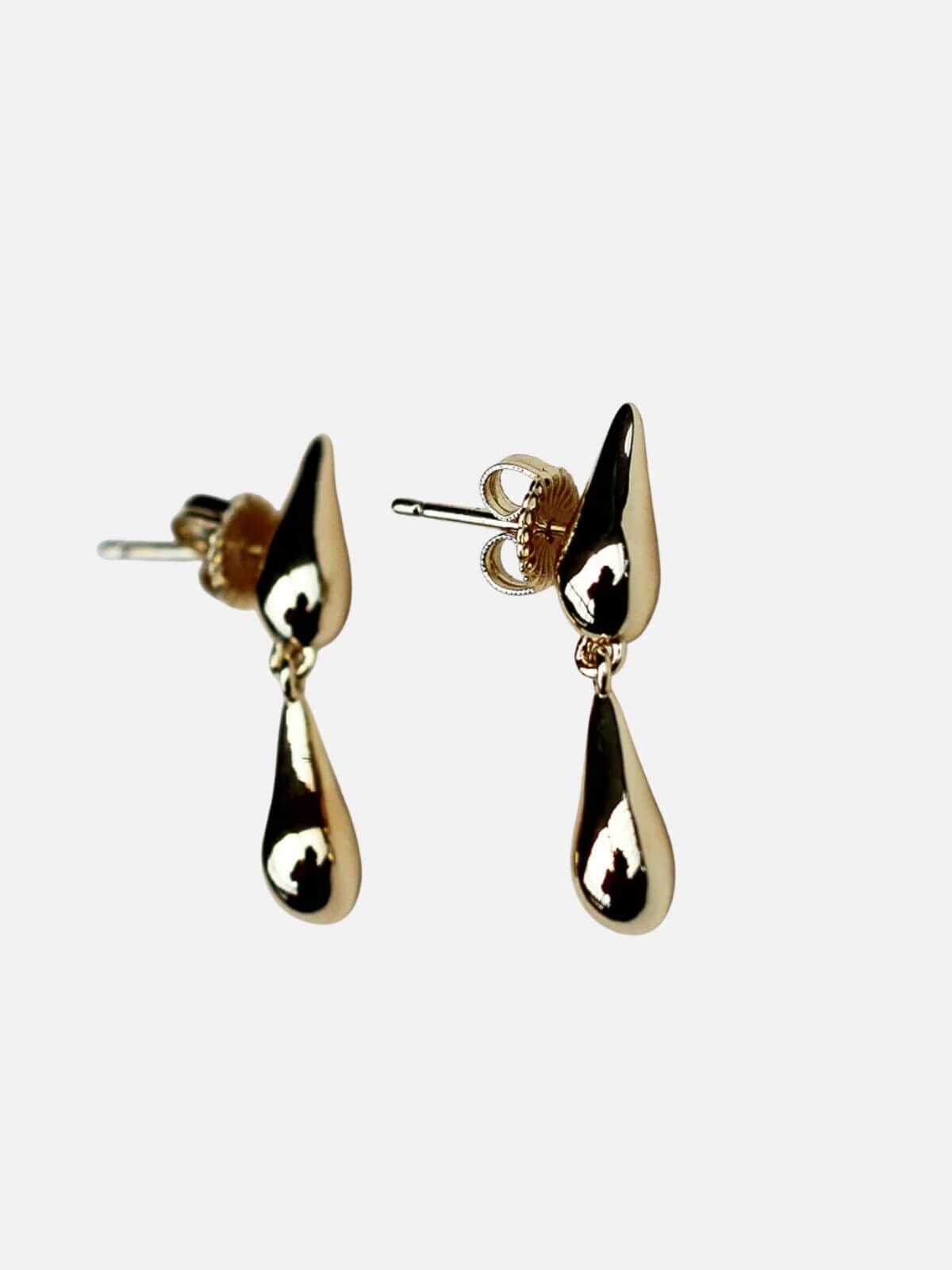 Double Droplet Studs: Brass + 18K Gold Plating Earrings F+H Jewellery