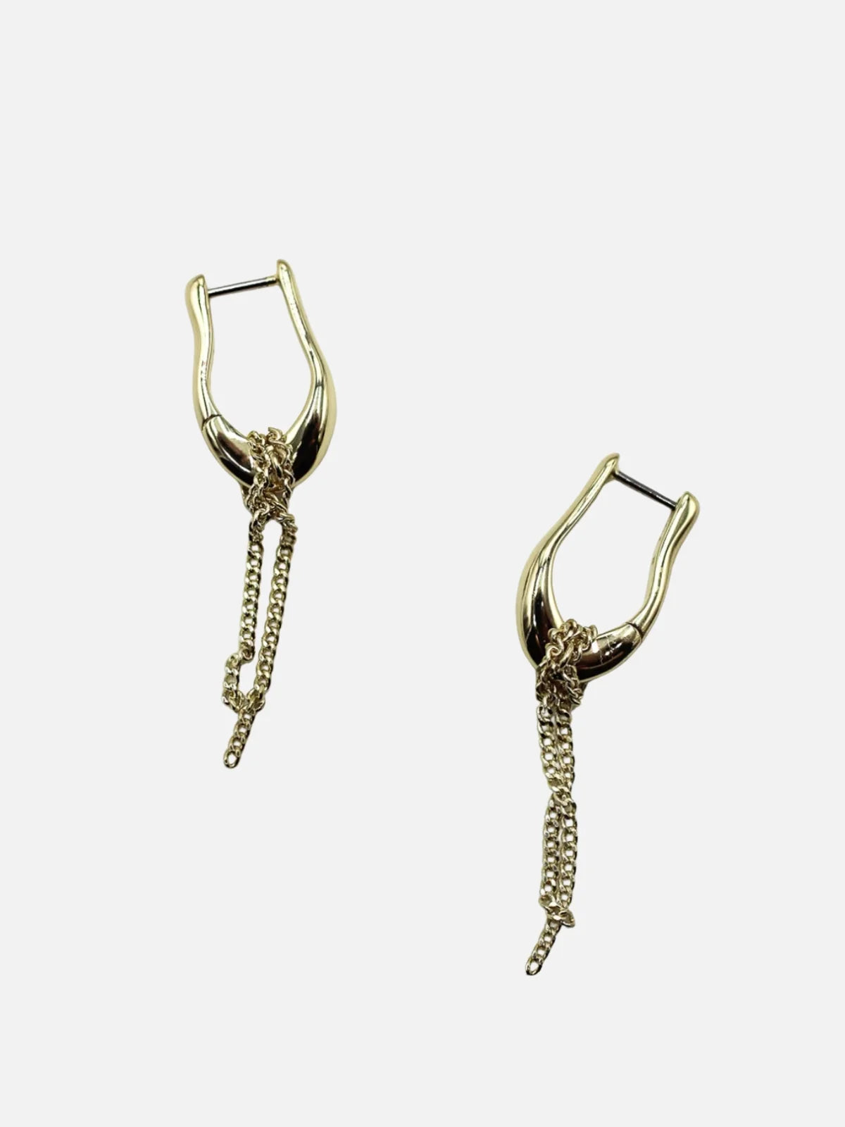 Formation Link Huggies with Chain - Gold