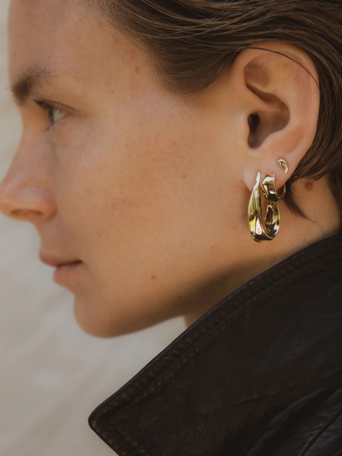 Hammered Huggies: Brass + 18k Gold Plating Earrings F+H Jewellery