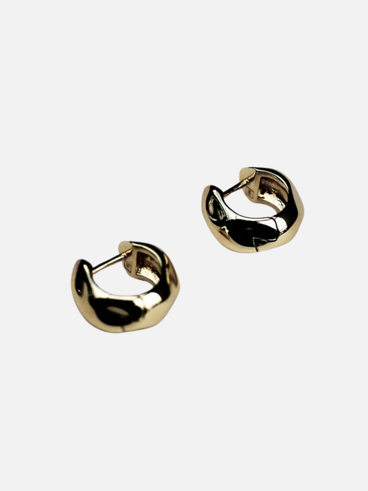 Hammered Huggies: Brass + 18k Gold Plating Earrings F+H Jewellery