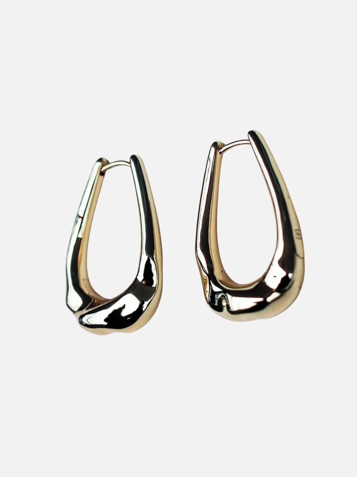 Hammered Long Hoops: Brass + 18K Gold Plating Earrings F+H Jewellery