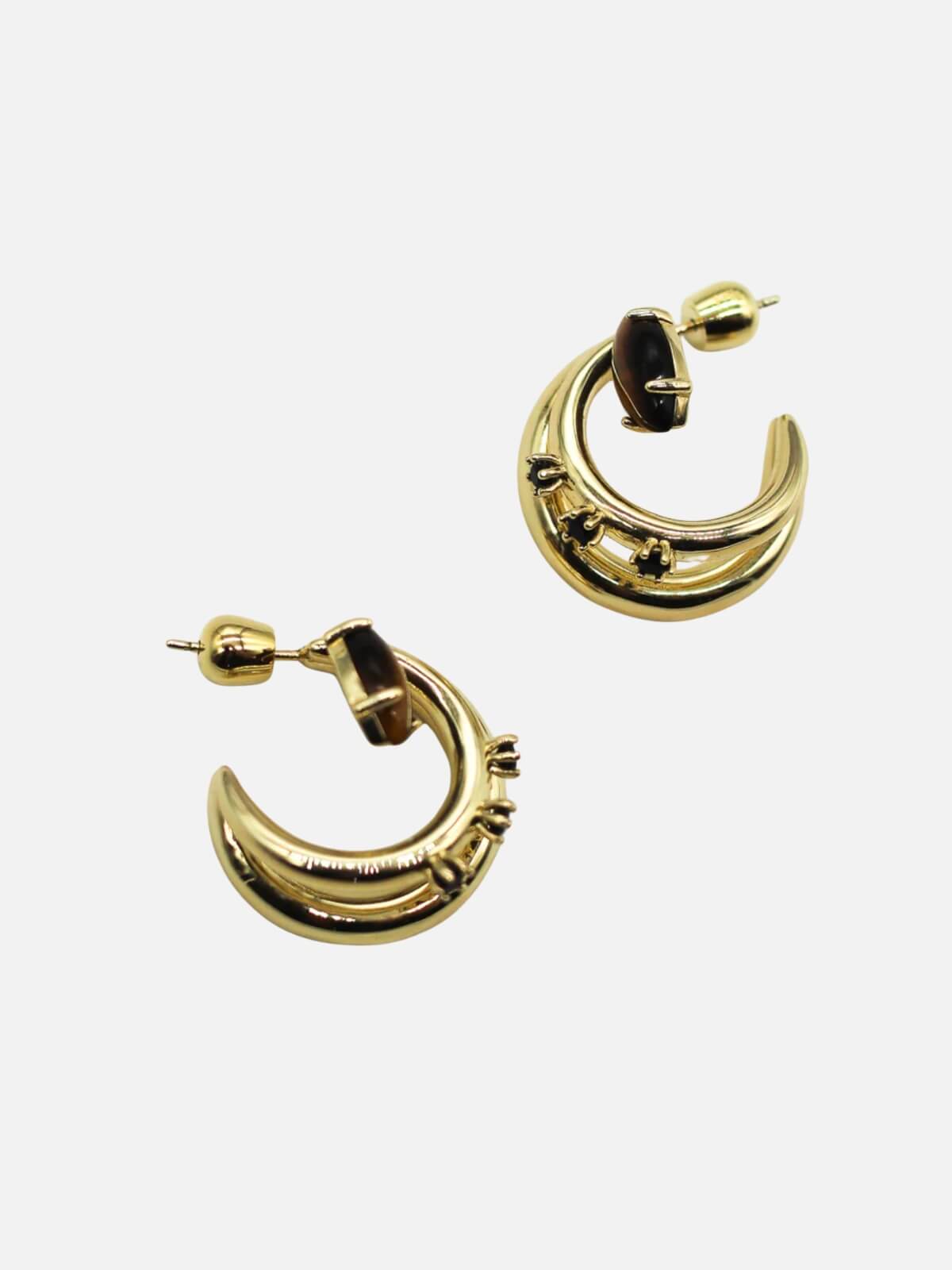 Triple Threat Earrings - Onxy + Tiger's Eye