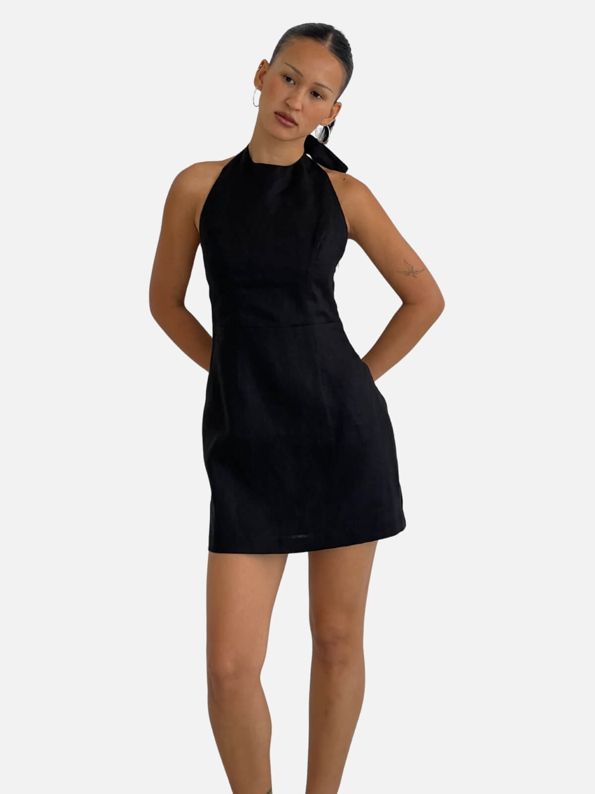 Ellison Linen Mini Dress - Black