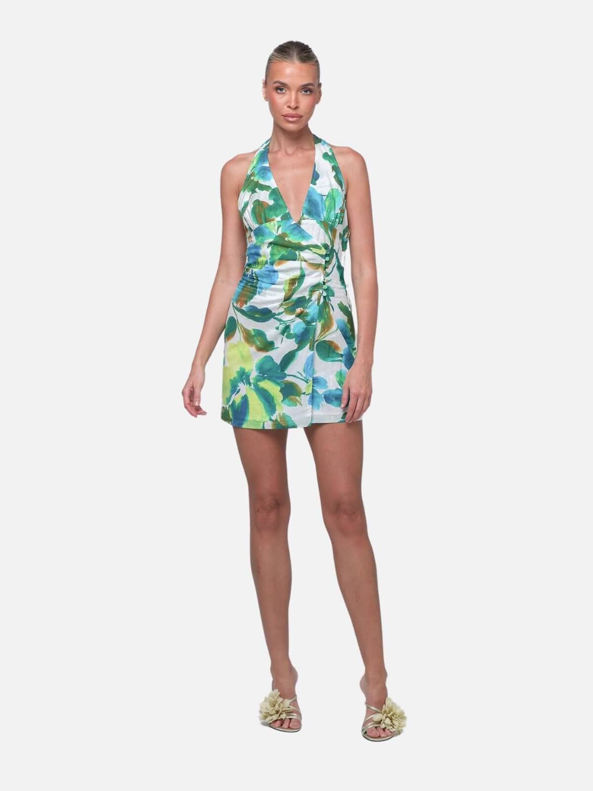 Darcy Wrap Mini Dress - White Tropicalé Dresses & Jumpsuits Isabelle Quinn