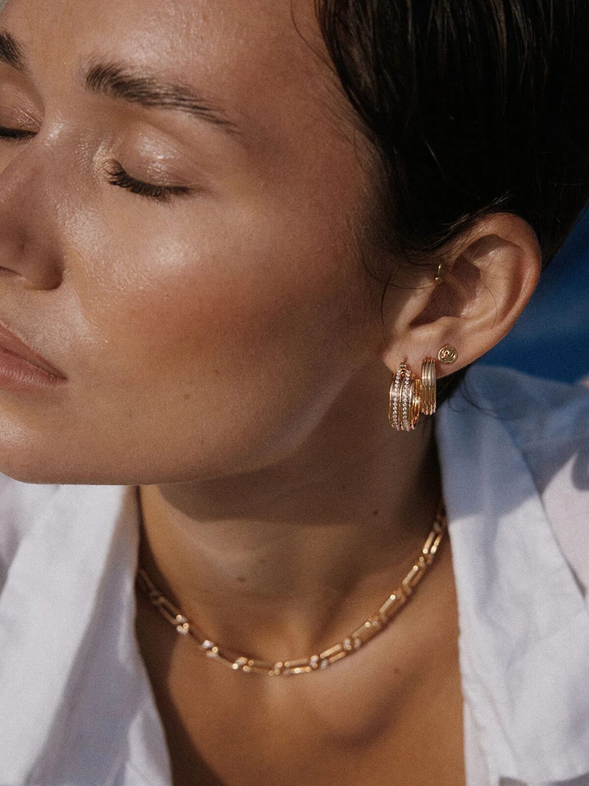 The Ridged Positano Hoops - Gold