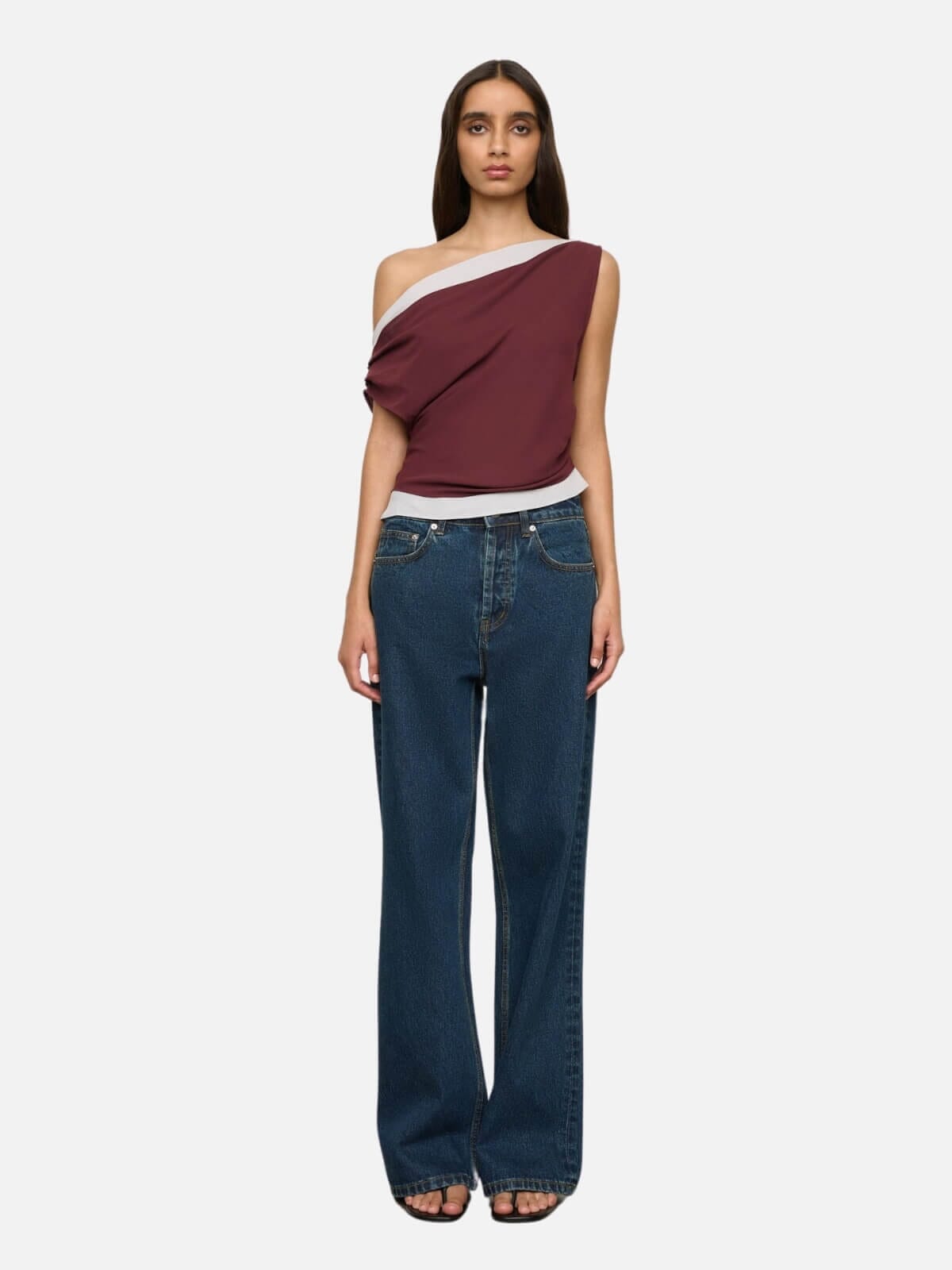 Bardot Top - Merlot/Silver Tops One Of Others