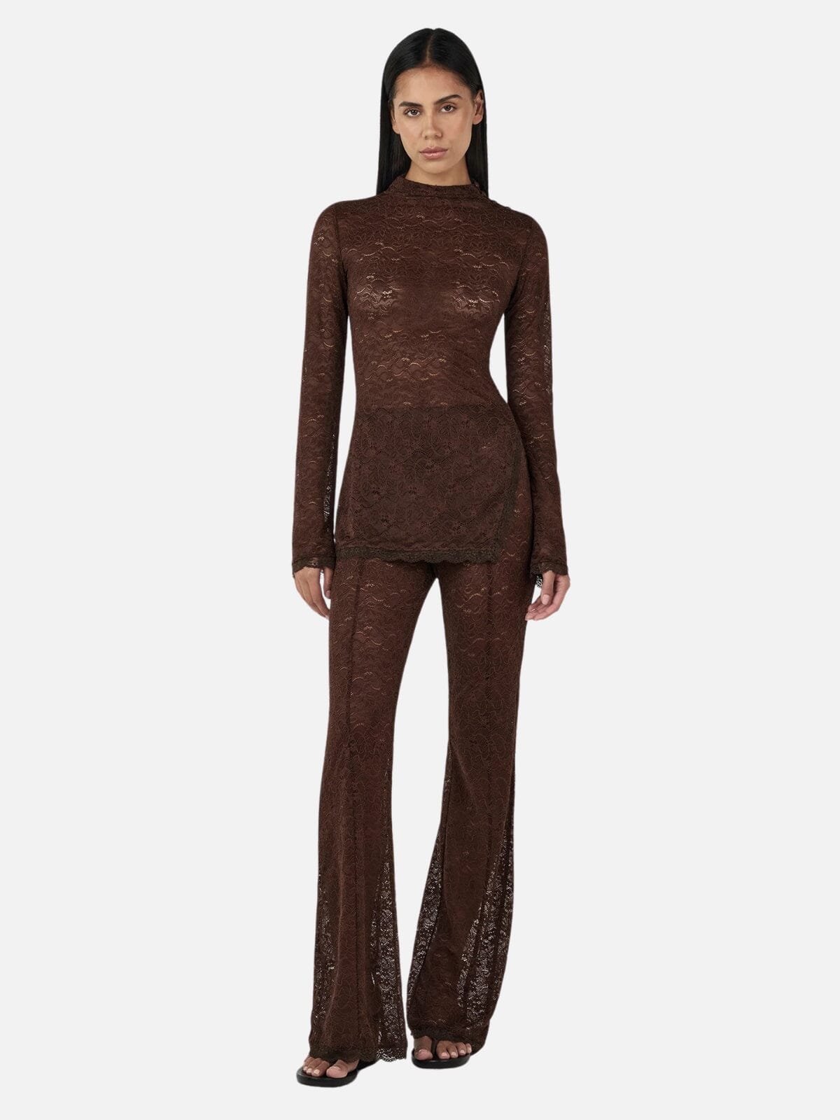 Ownley | Clive Lace Top - Chocolate | Perlu