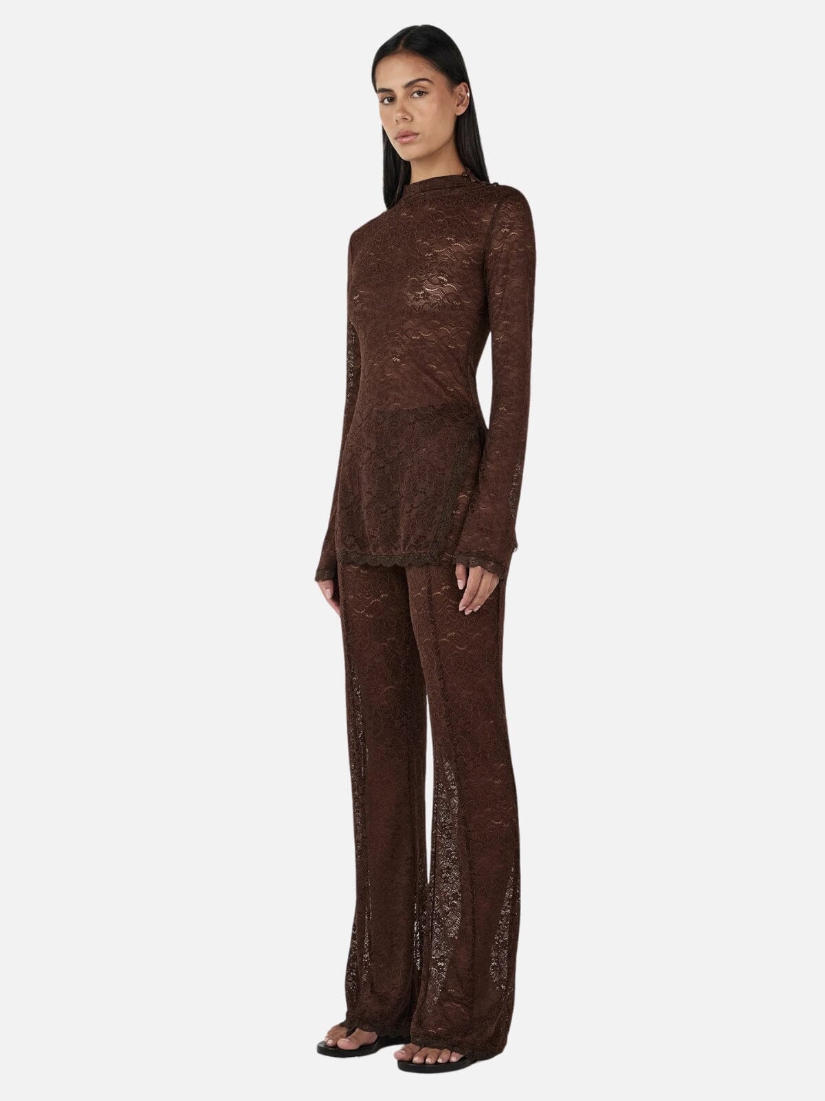 Clive Lace Top - Chocolate Tops Ownley