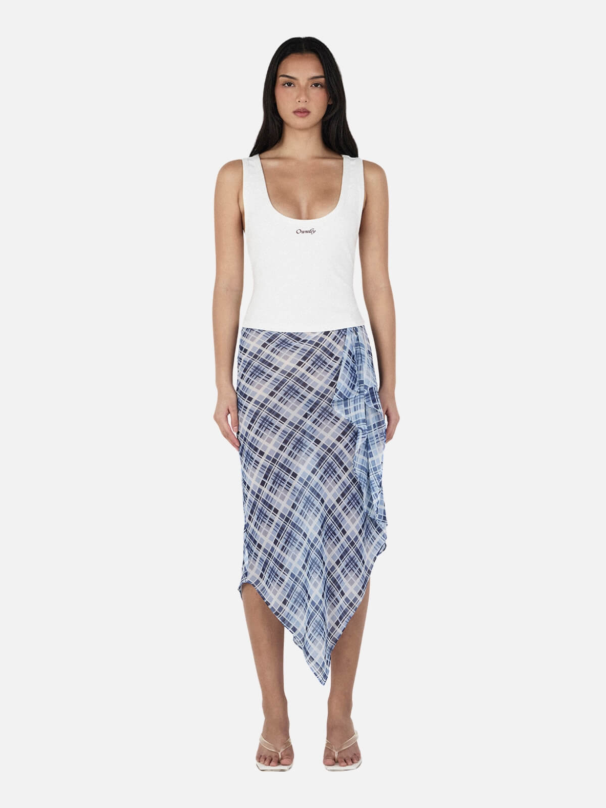 London Wrap Skirt - Sky Plaid
