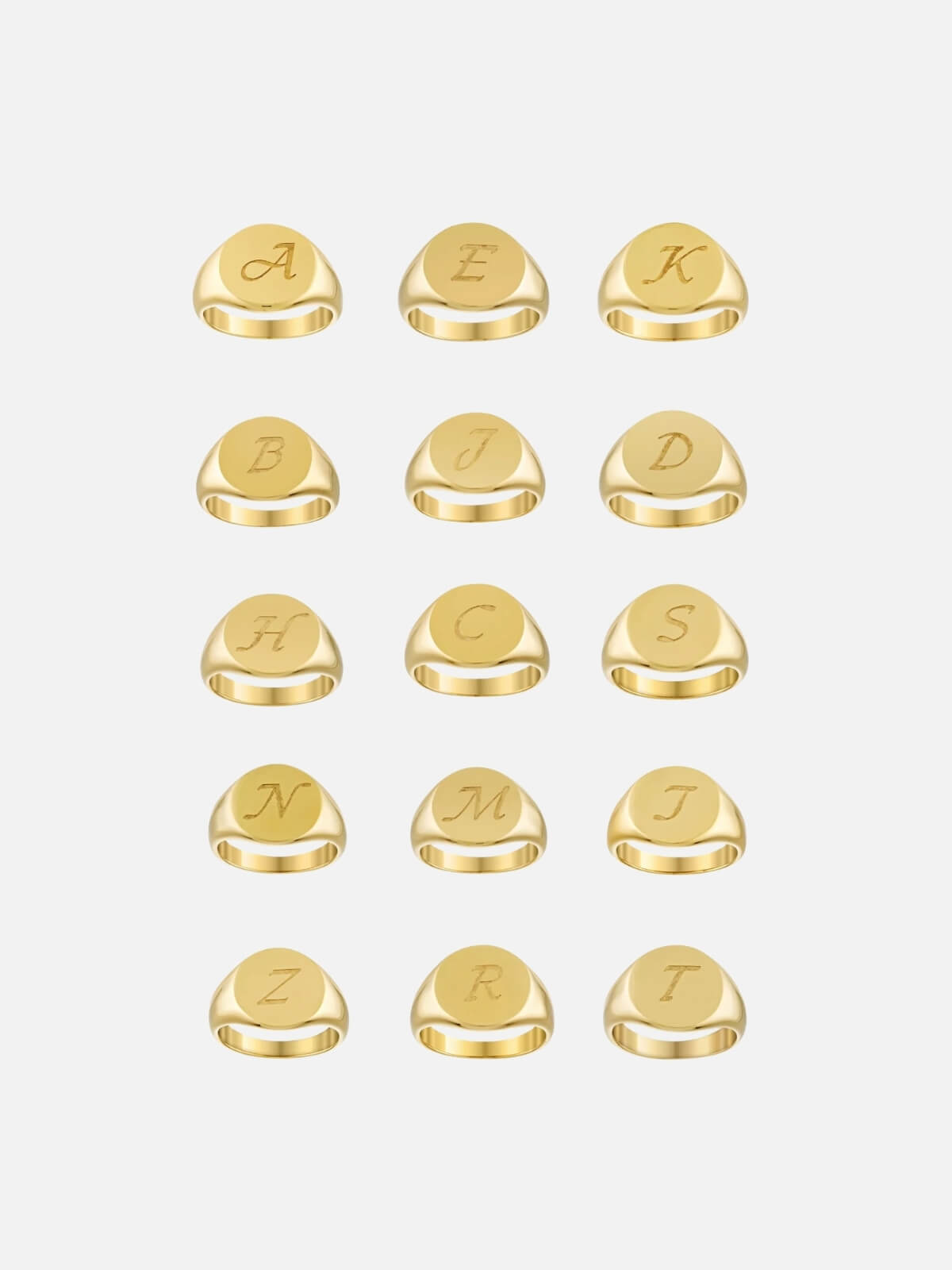 Initial Signet Pinky Ring - Gold