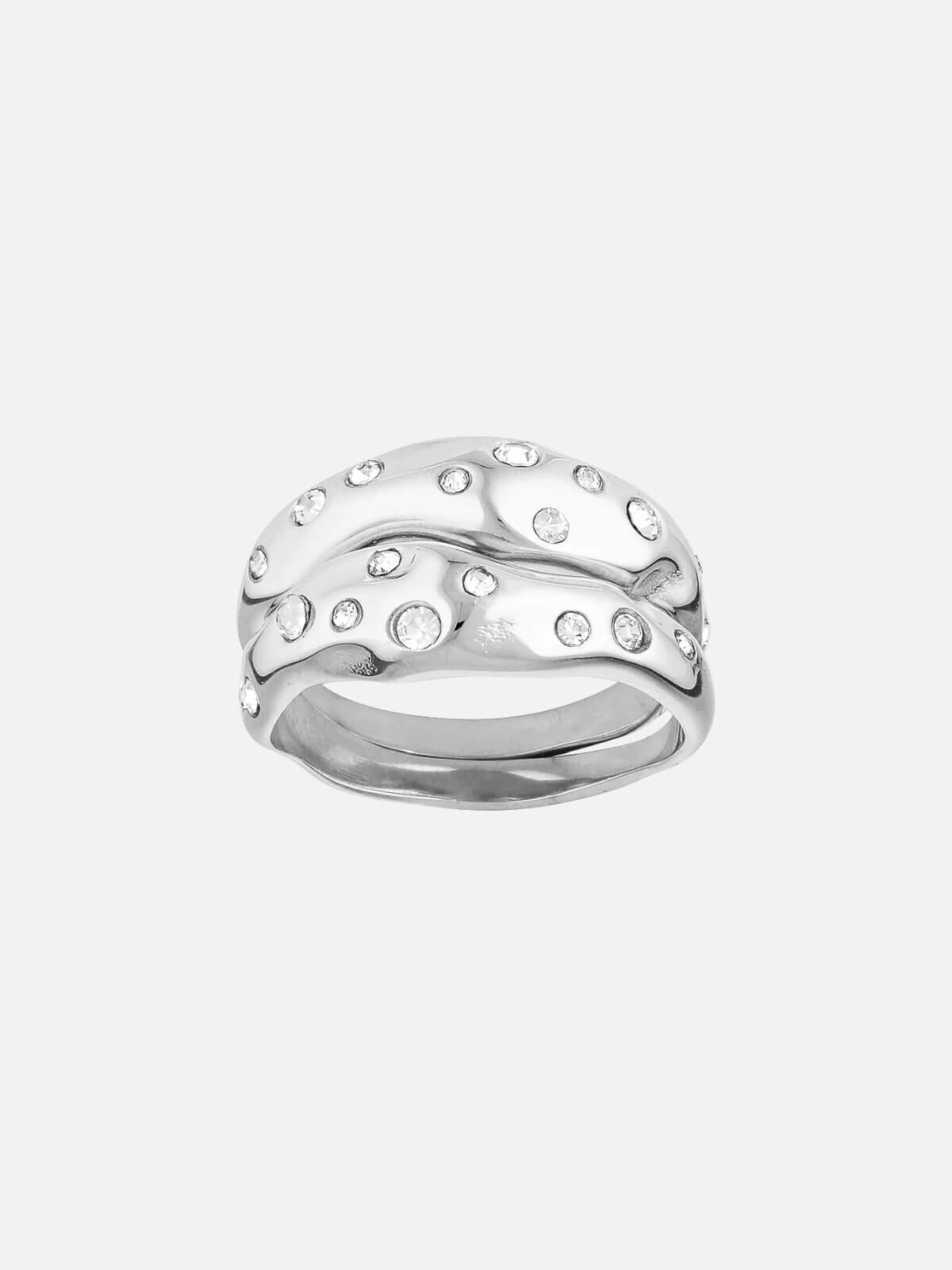 Mali Ring Set - White Gold/Clear Rings Porter