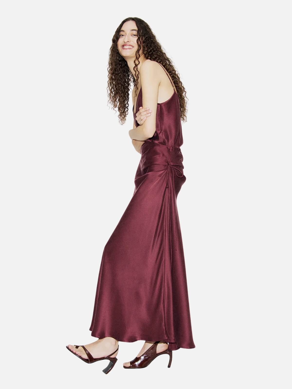 Long Bias Cut Skirt - Deadleaf