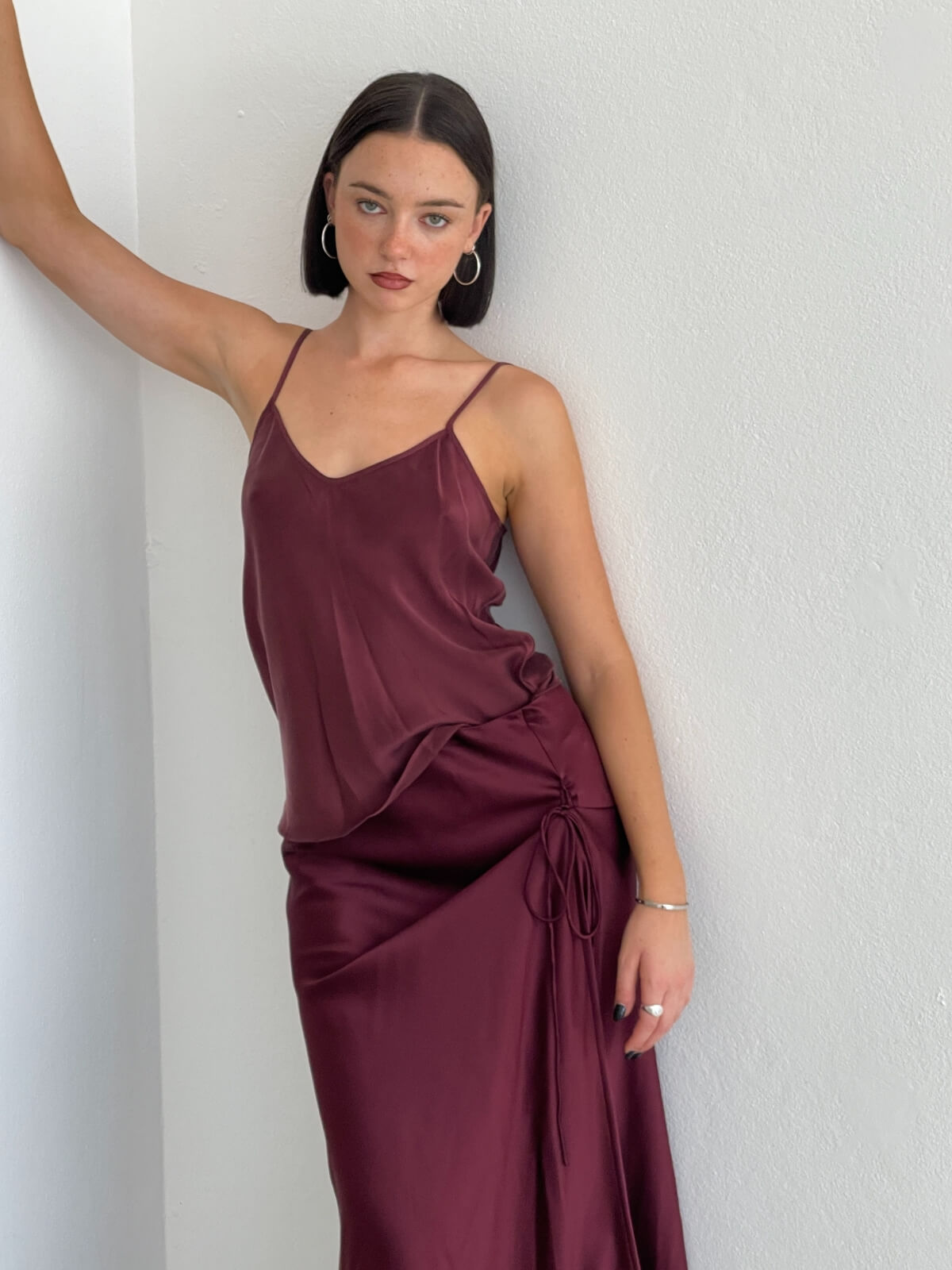 Long Bias Cut Skirt - Deadleaf