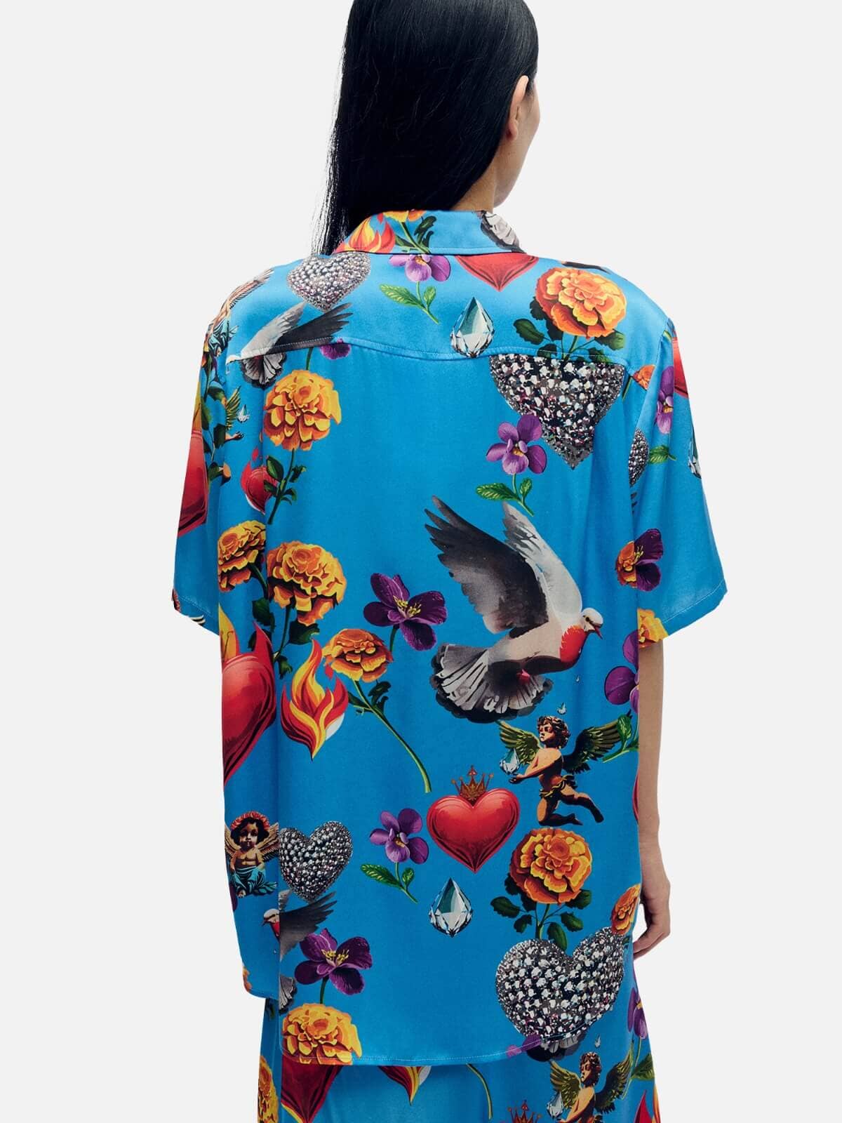 Silk Laundry | Short Sleeve Boyfriend Shirt - Dearly Beloved Mirage | Perlu