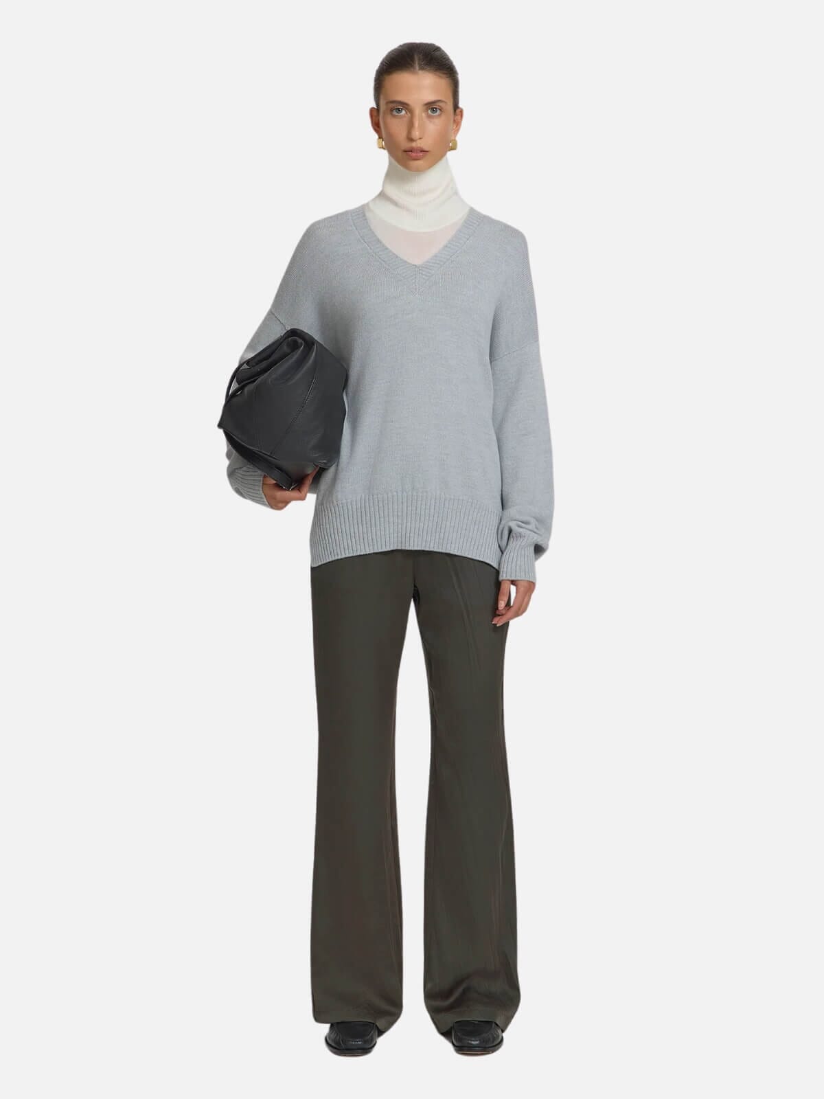 Birmingham V Knit - Light Grey Marle Tops Viktoria & Woods