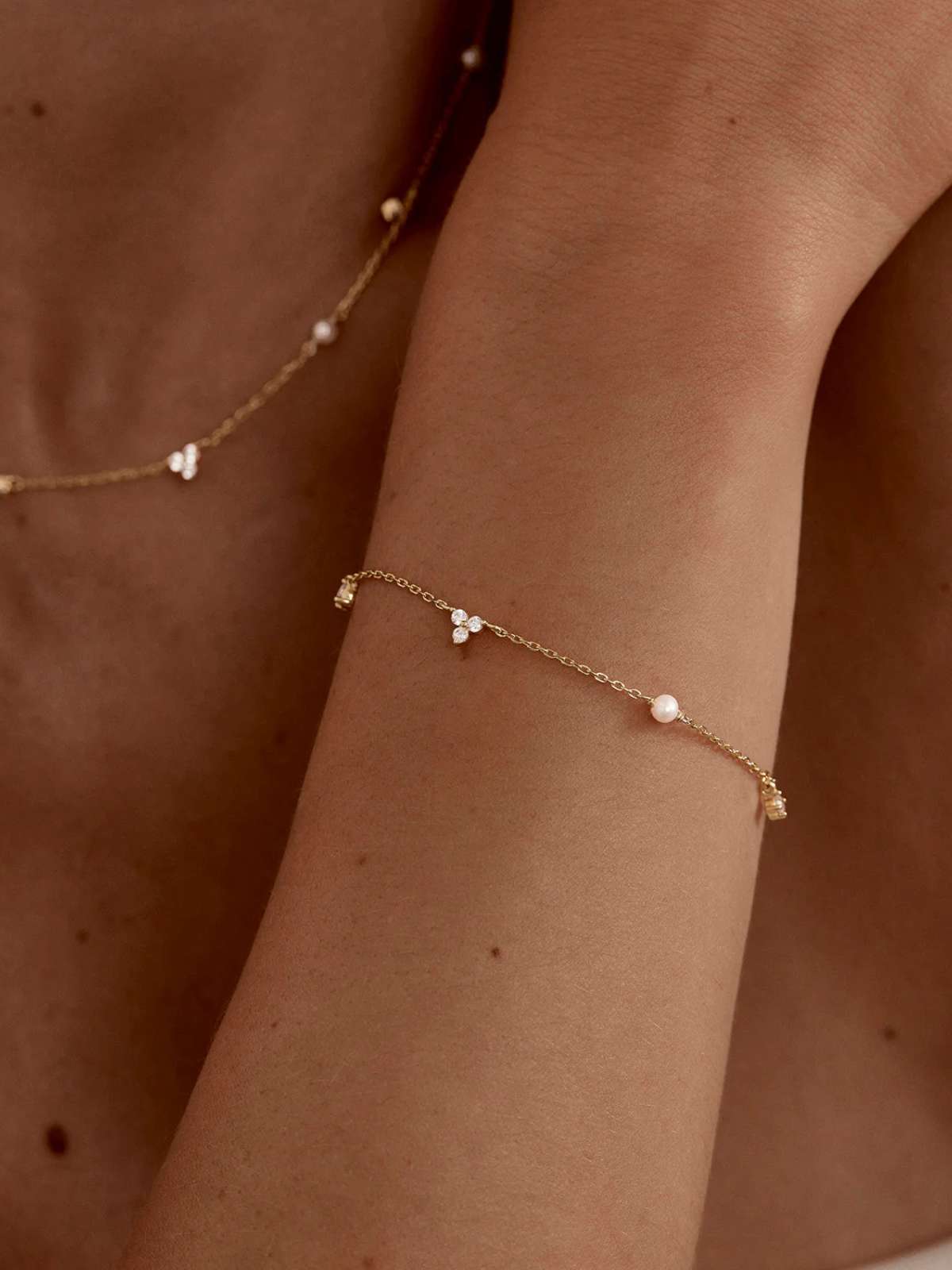 18k Gold Vermeil Moonlit Bloom Pearl Bracelet