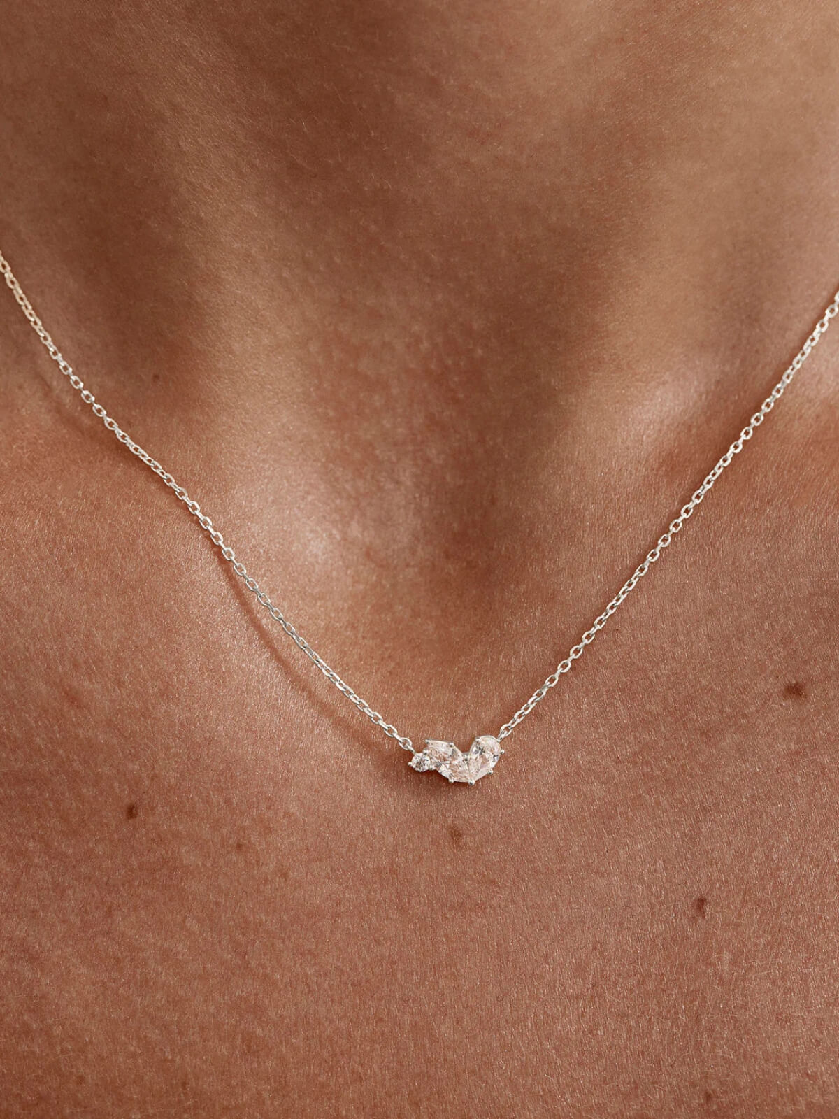 Sterling Silver Crystal Wings Necklace