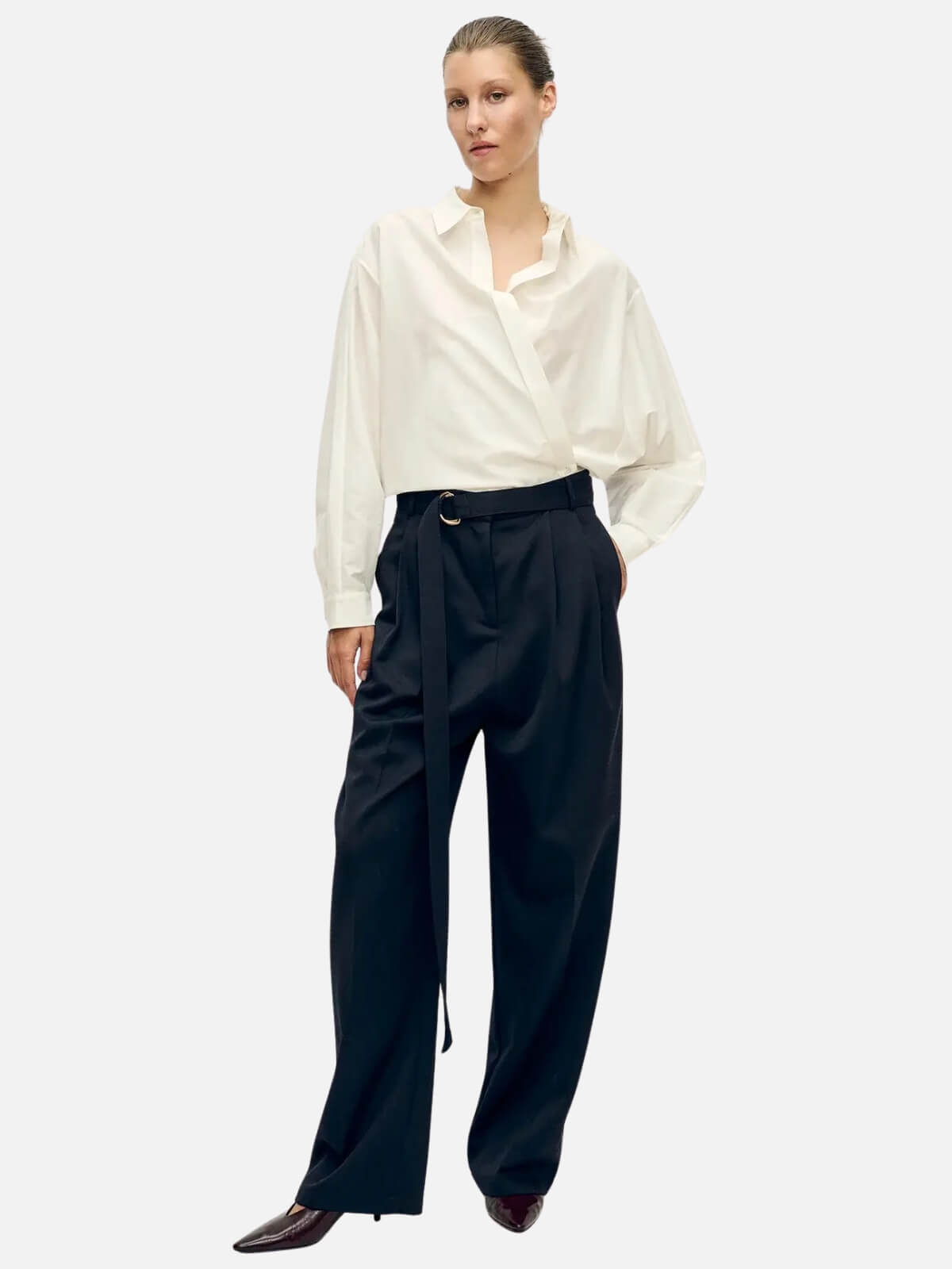 Cotton Silk Wrap Shirt-White