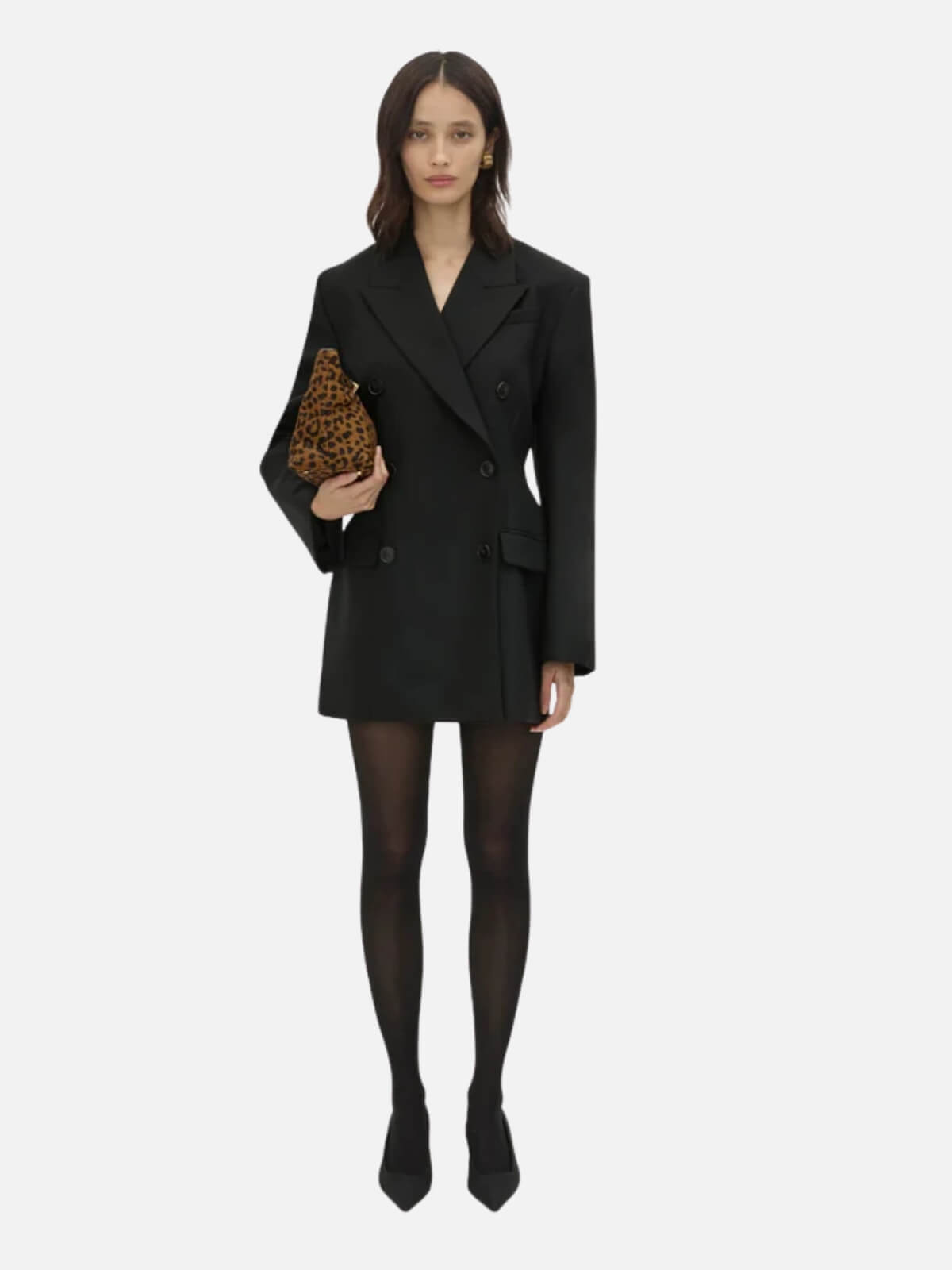 Cassie Tailored Mini Dress -  Black