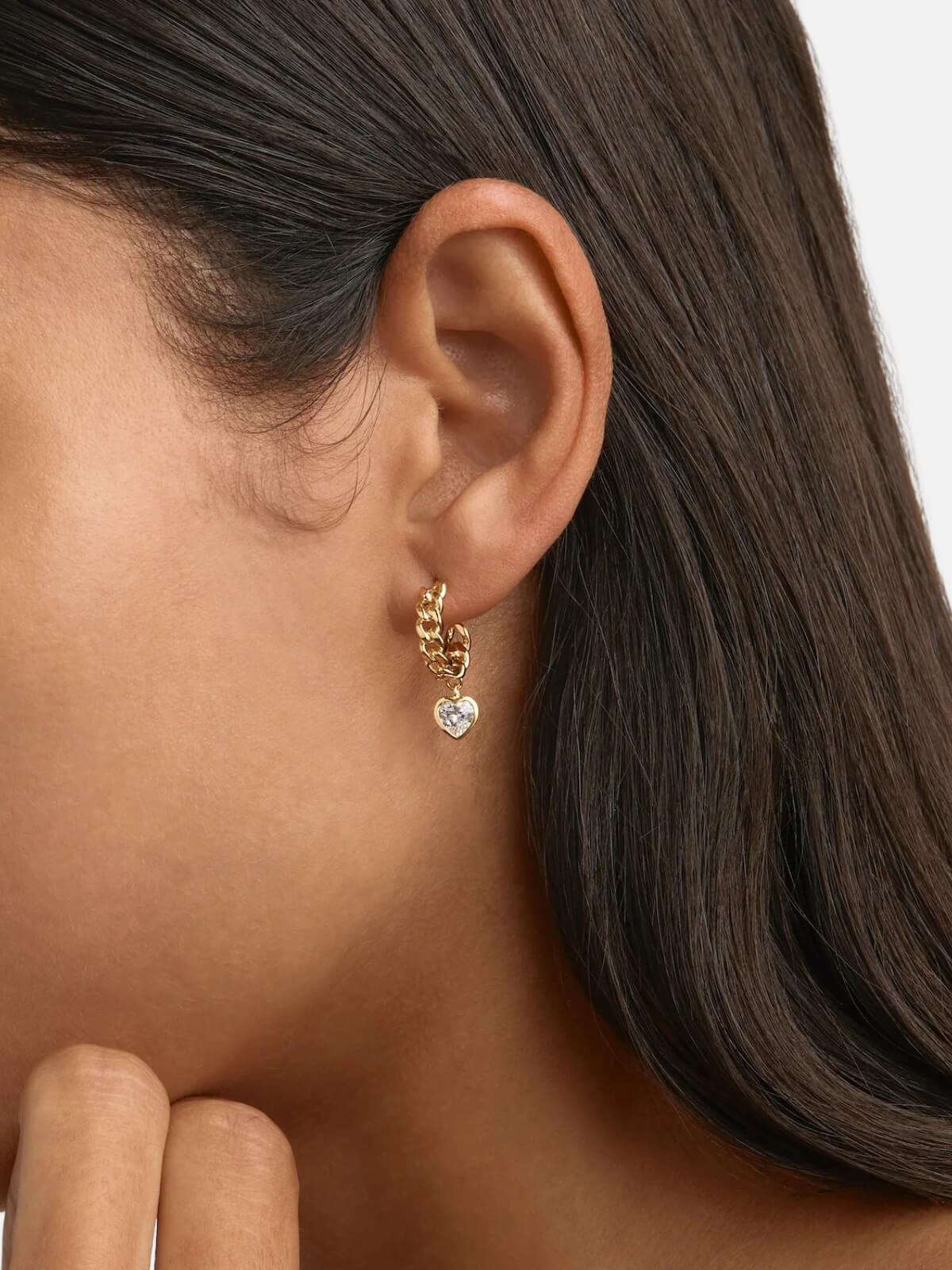 18k Gold Vermeil Radiant Heart Curb Hoops