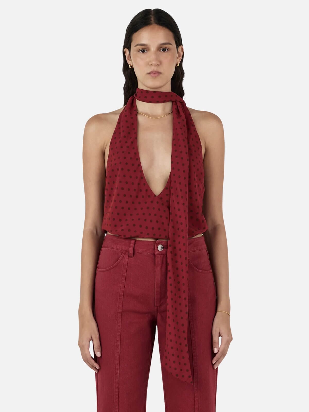 Harper Halter Top - Samba Polka Shirts Hansen and Gretel 