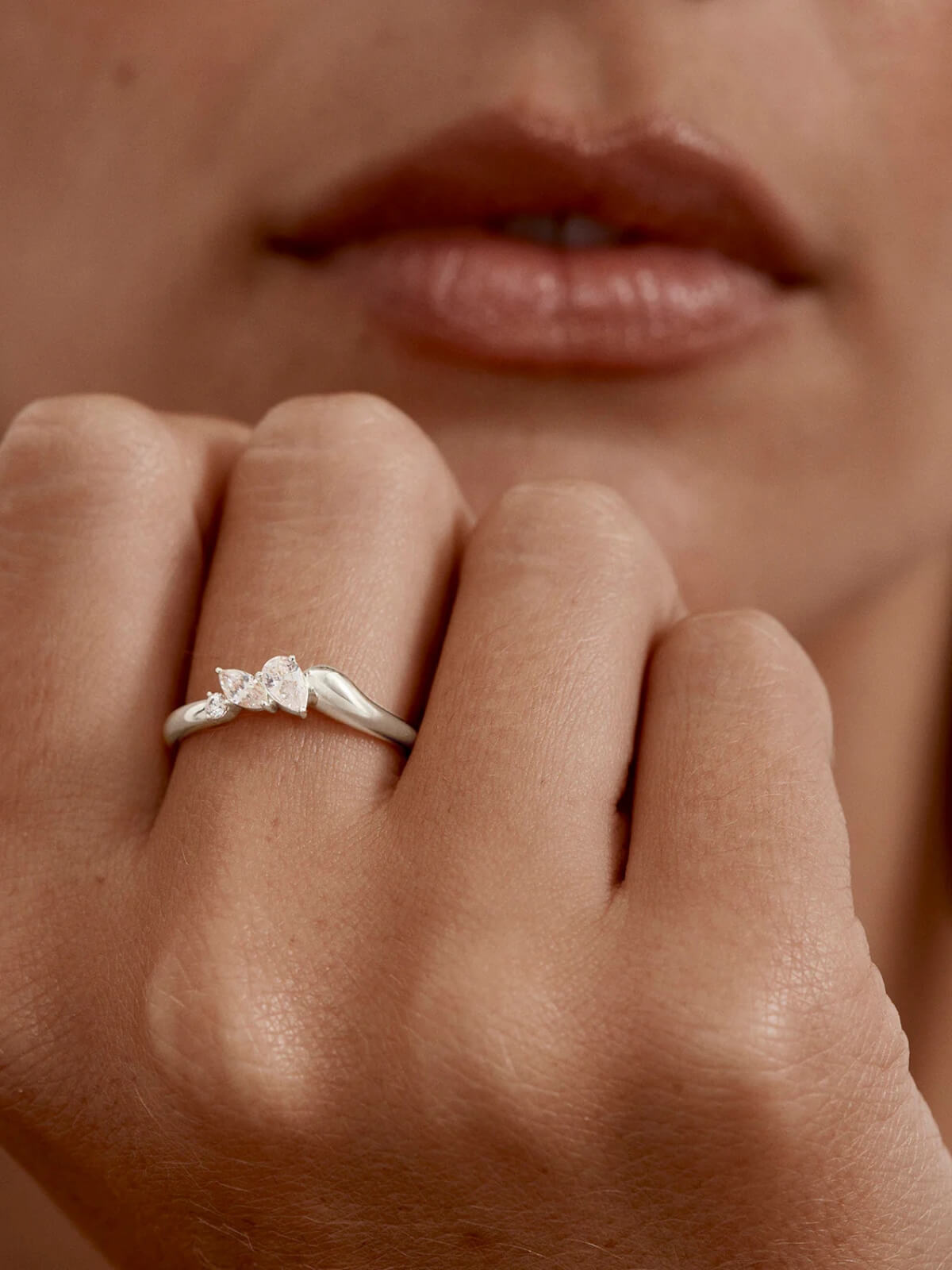 Sterling Silver Crystal Wings Ring